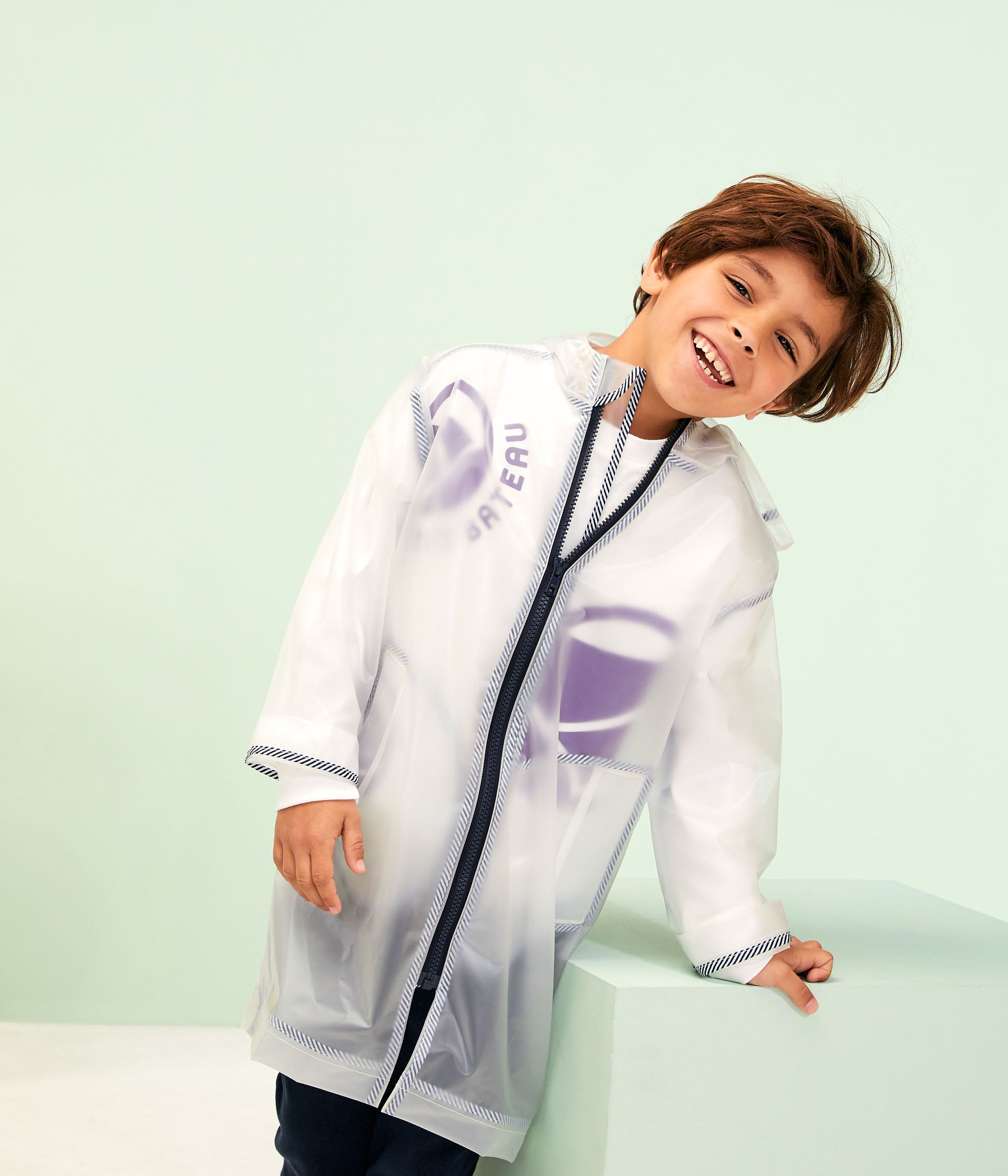 Boys Transparent Zip-up Raincoat