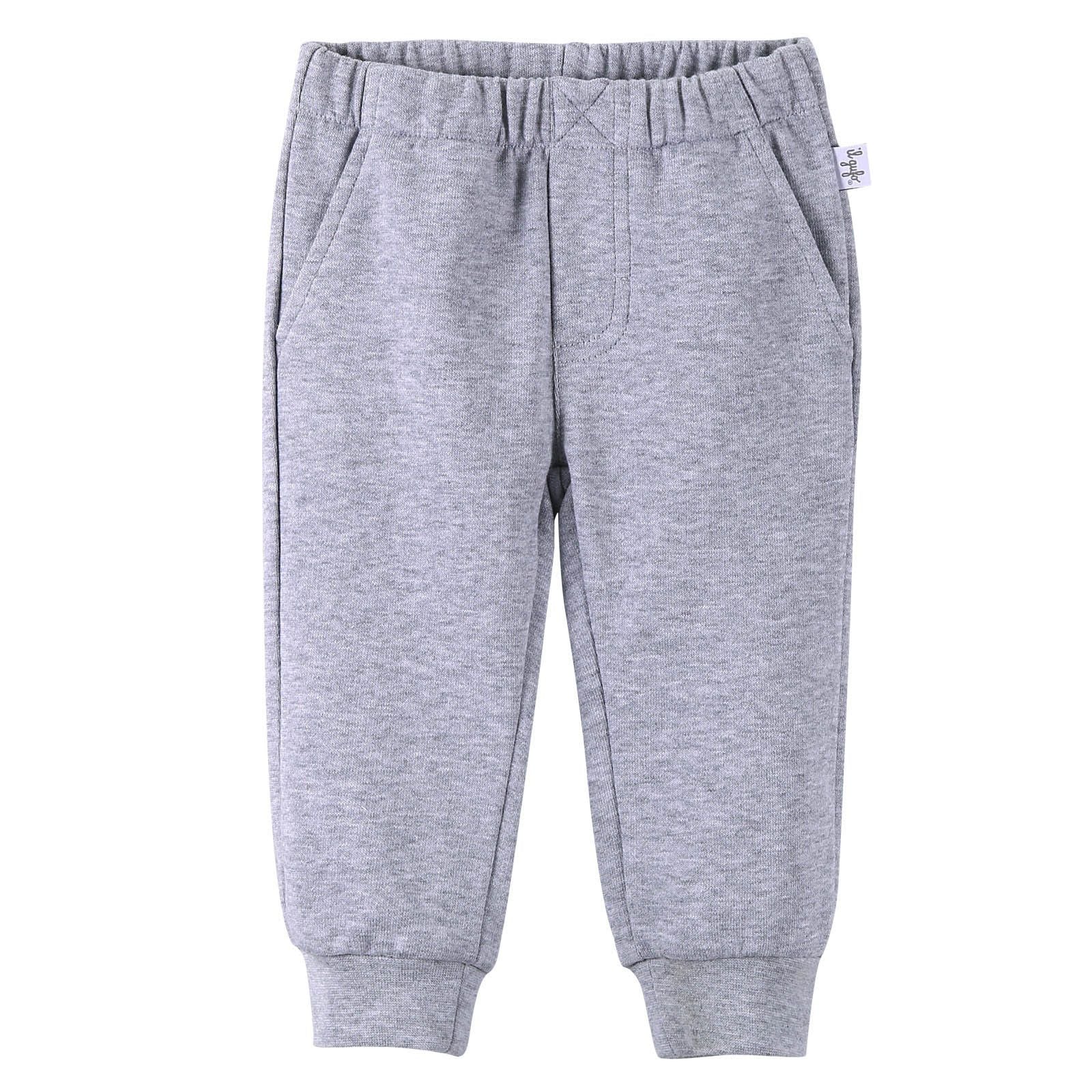 Boys Grey Cotton Trousers With Ribbed Hems - CÉMAROSE | Children's Fashion Store - 1