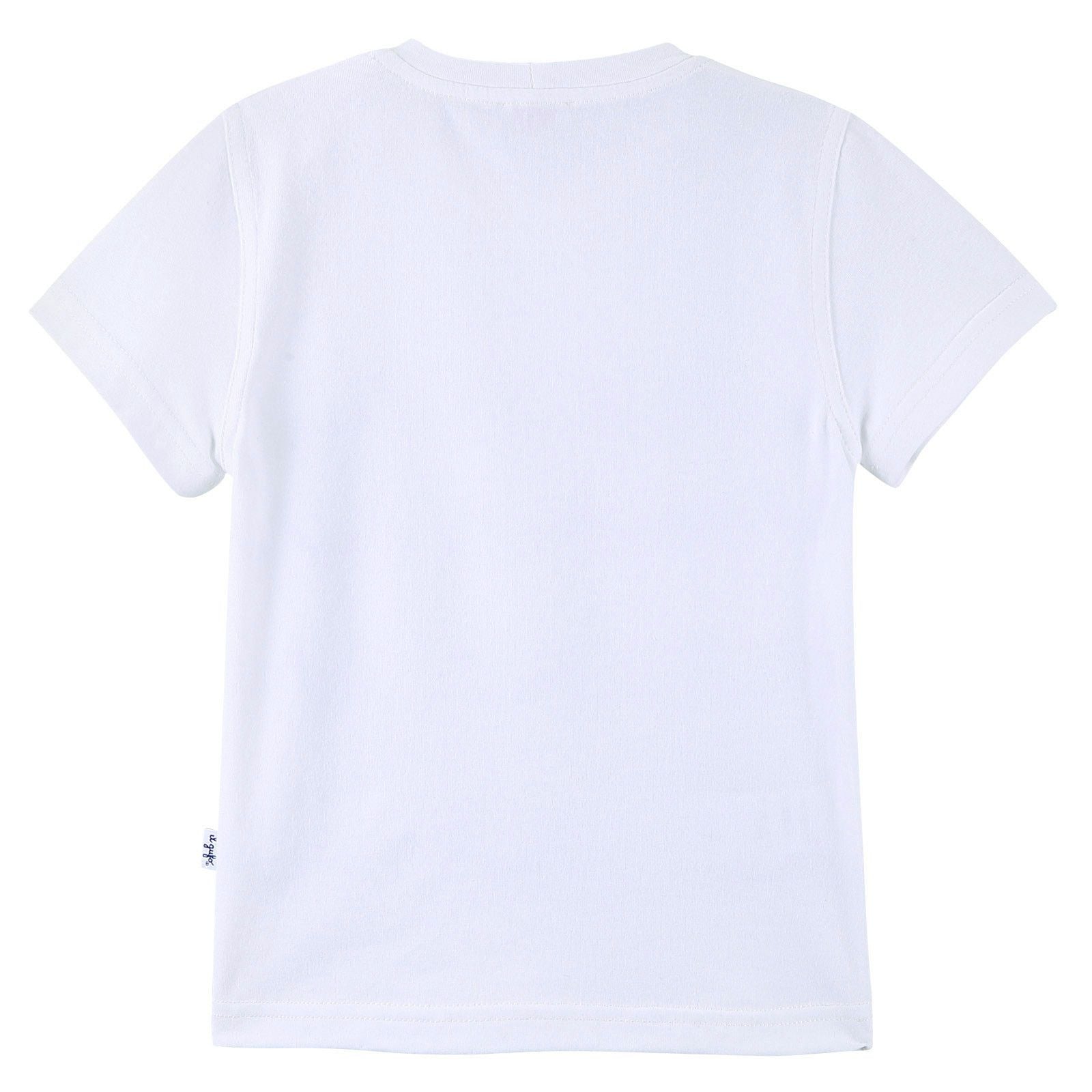 Boys White T-Shirt With Navy Blue Ripple Print - CÉMAROSE | Children's Fashion Store - 2