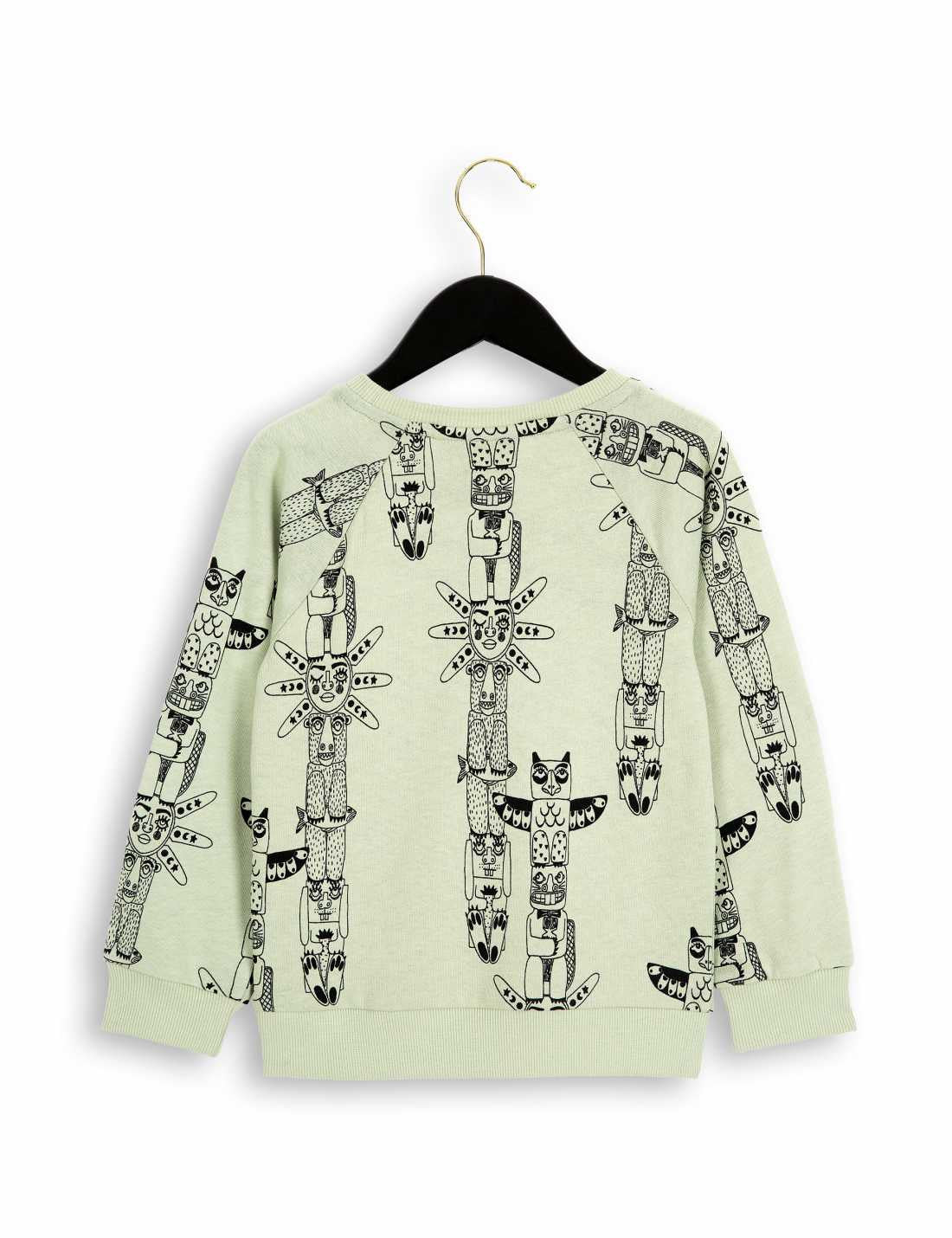 Boys & Girls Green Totem Printed Organic Cotton Sweatshirt - CÉMAROSE | Children's Fashion Store - 2