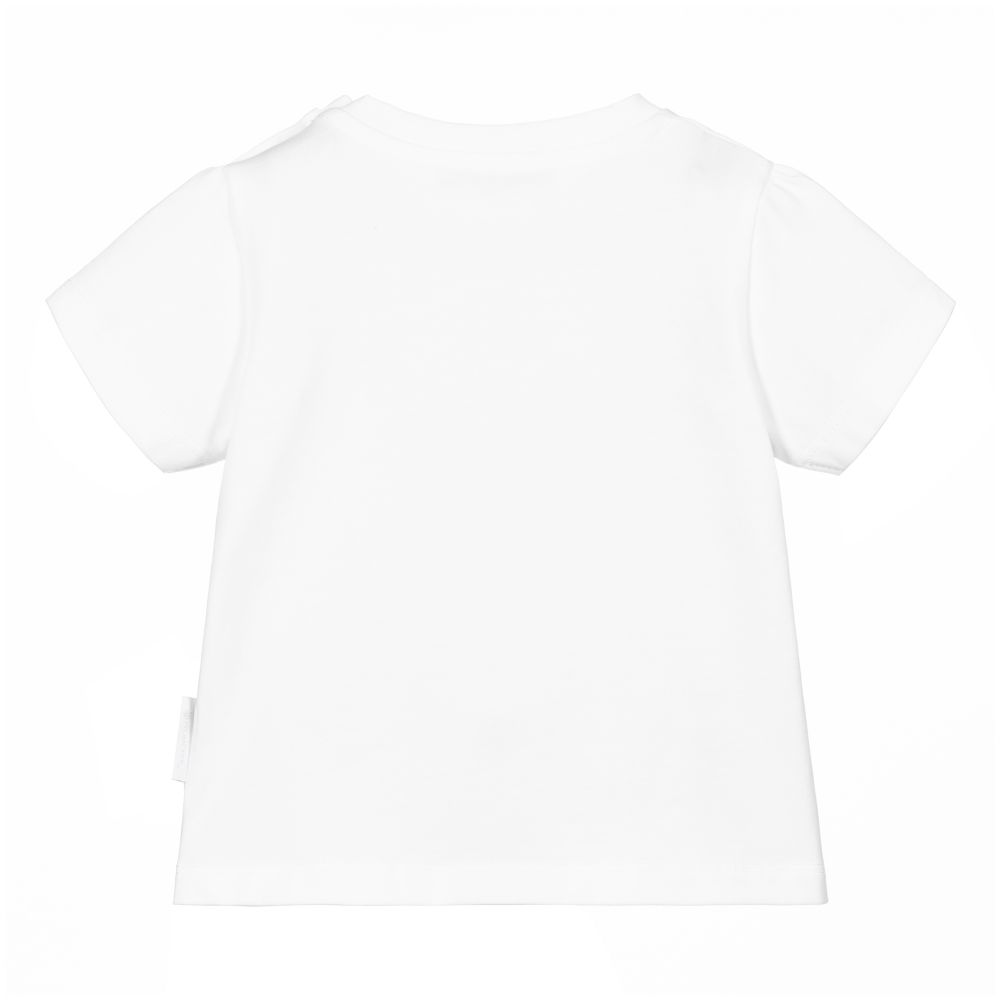 Baby Girls White Logo Cotton T-Shirt