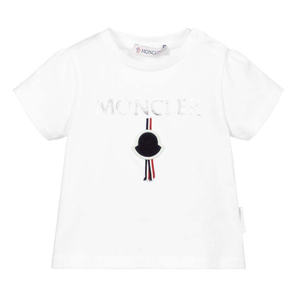 Baby Girls White Logo Cotton T-Shirt