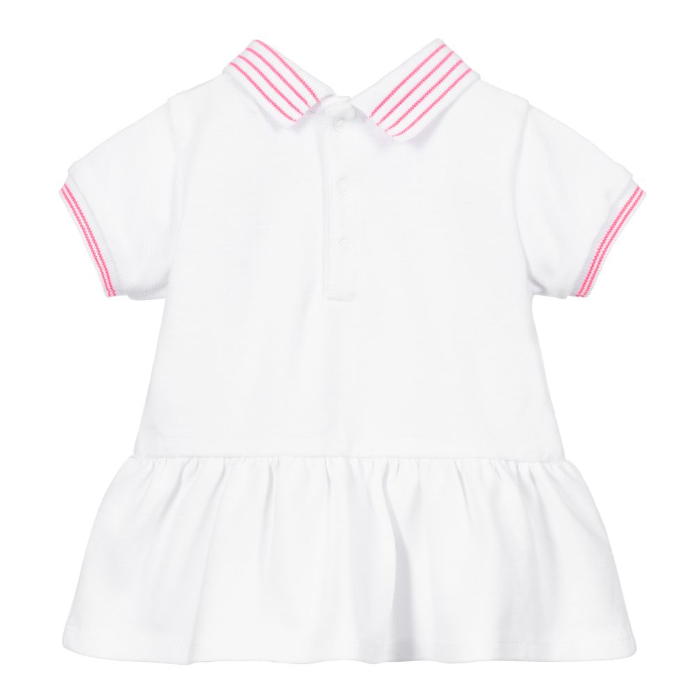 Baby Girls White Logo Cotton Dress Set