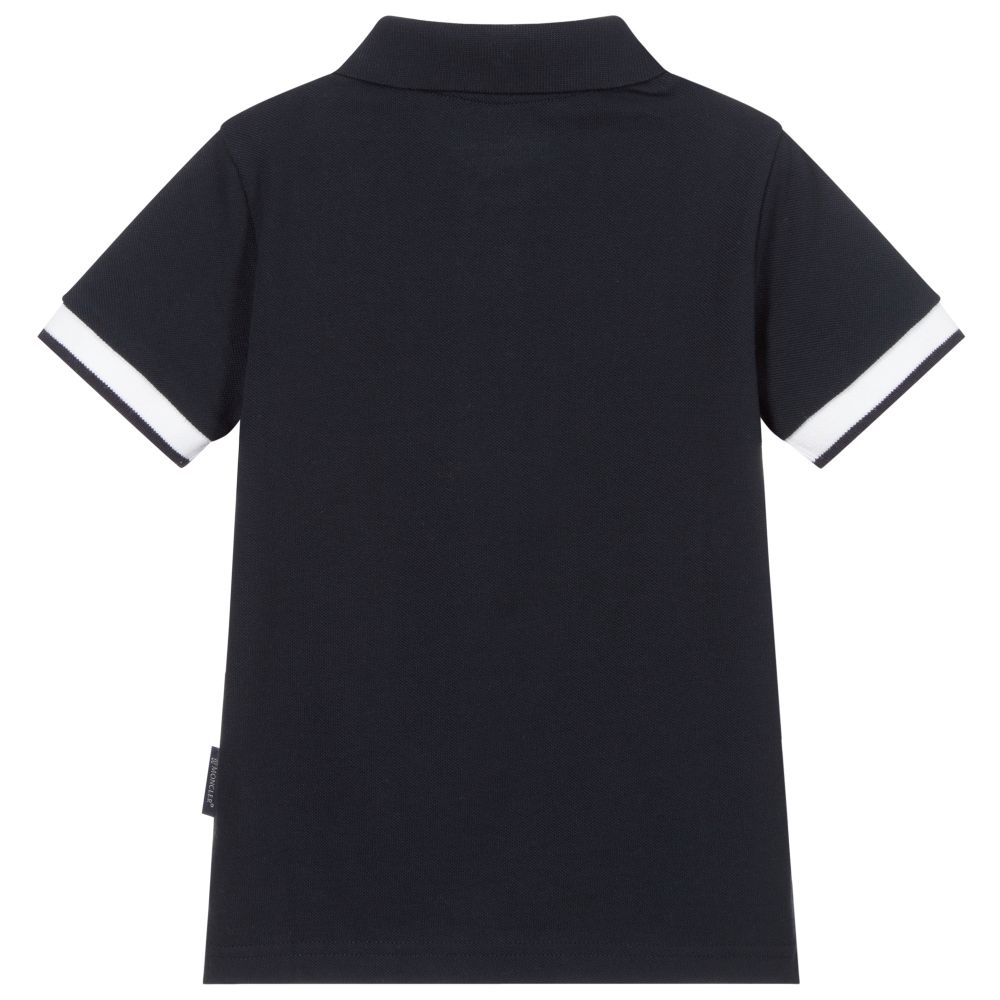 Boys Navy Logo Cotton Polo Shirt