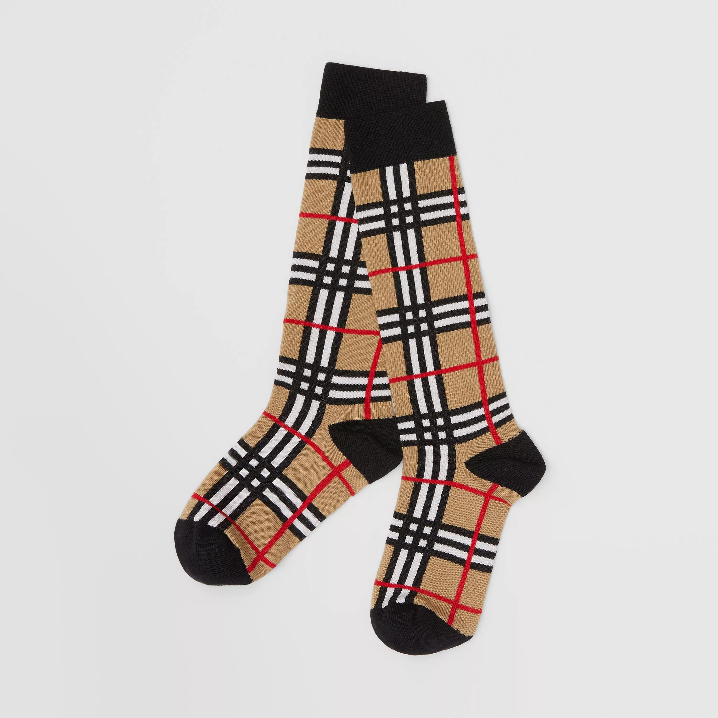 Boys & Girls Beige Check Socks