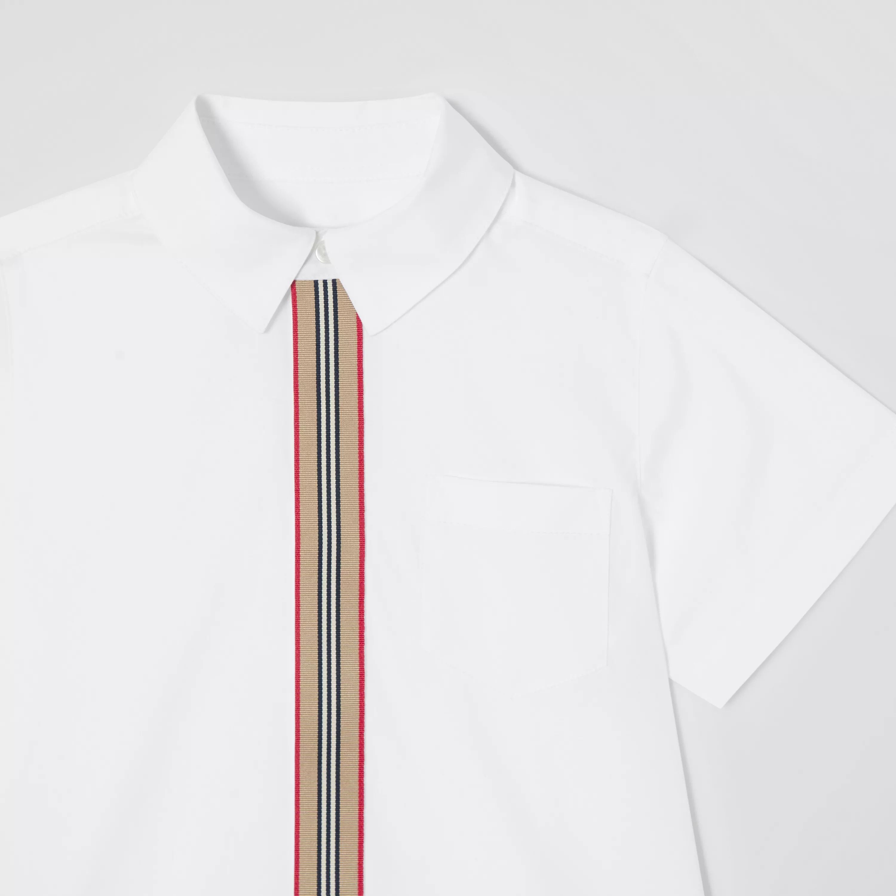 Boys White Stripe Cotton Shirt