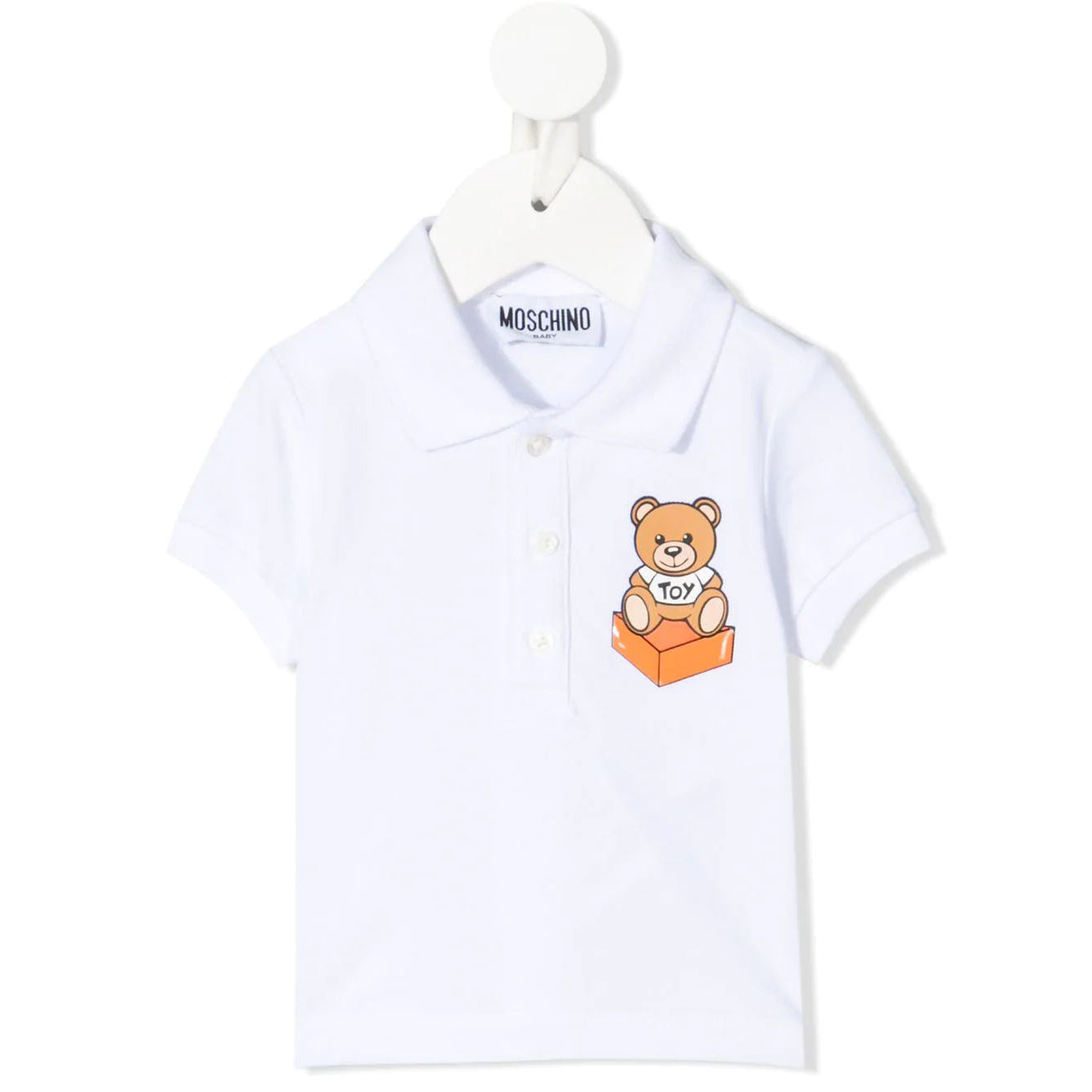 Baby Boys White Cotton Polo Shirt