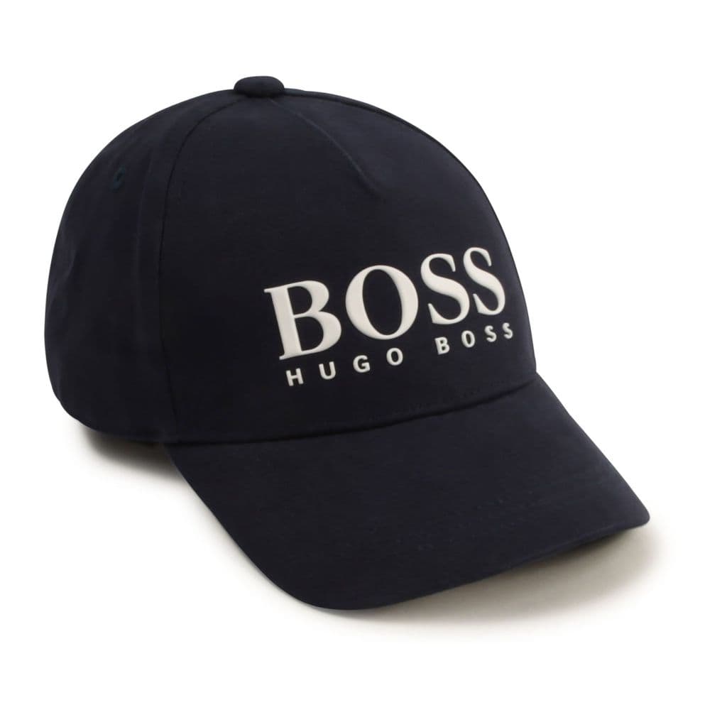 Boys Black Logo Cotton Cap