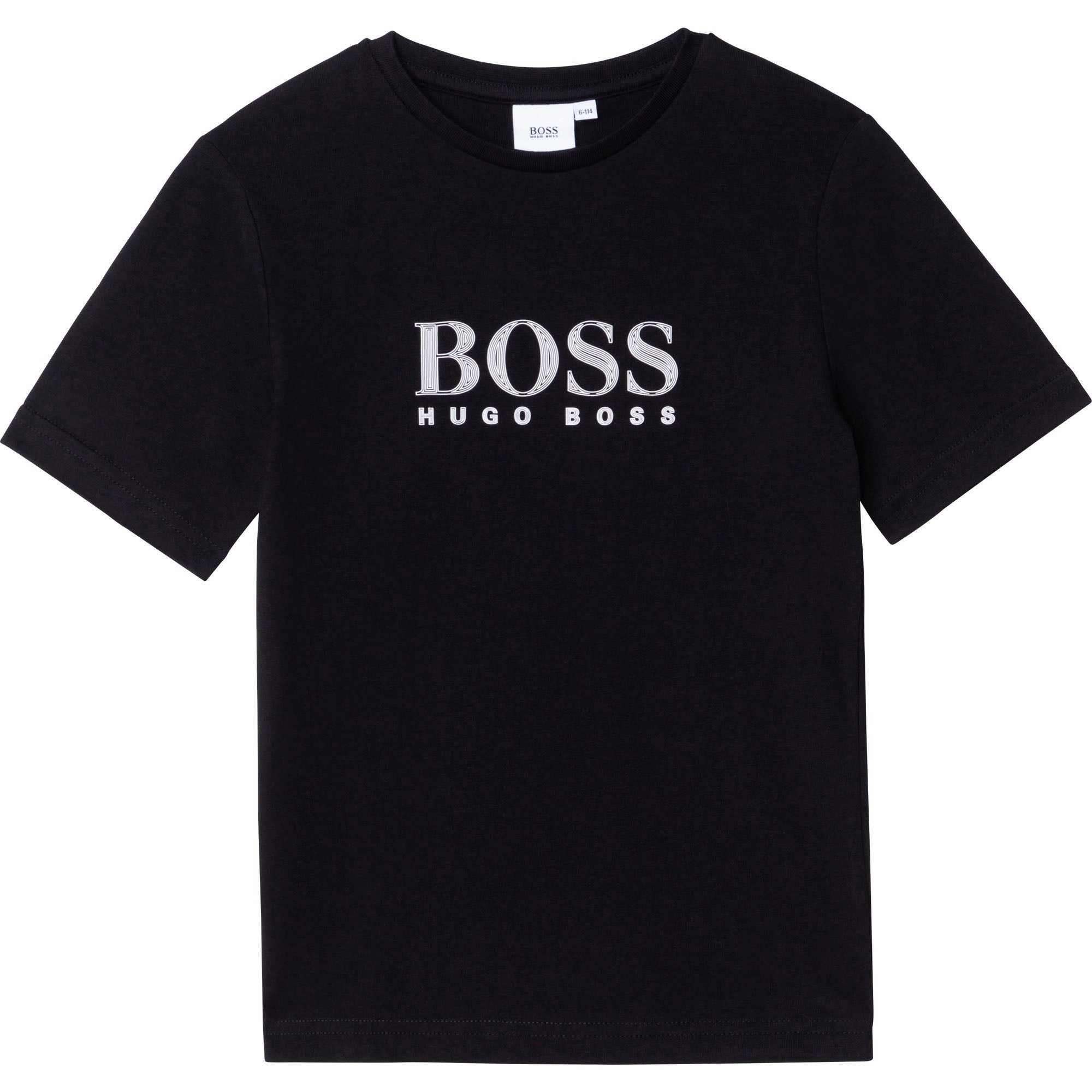 Boys Black Logo Cotton T-Shirt