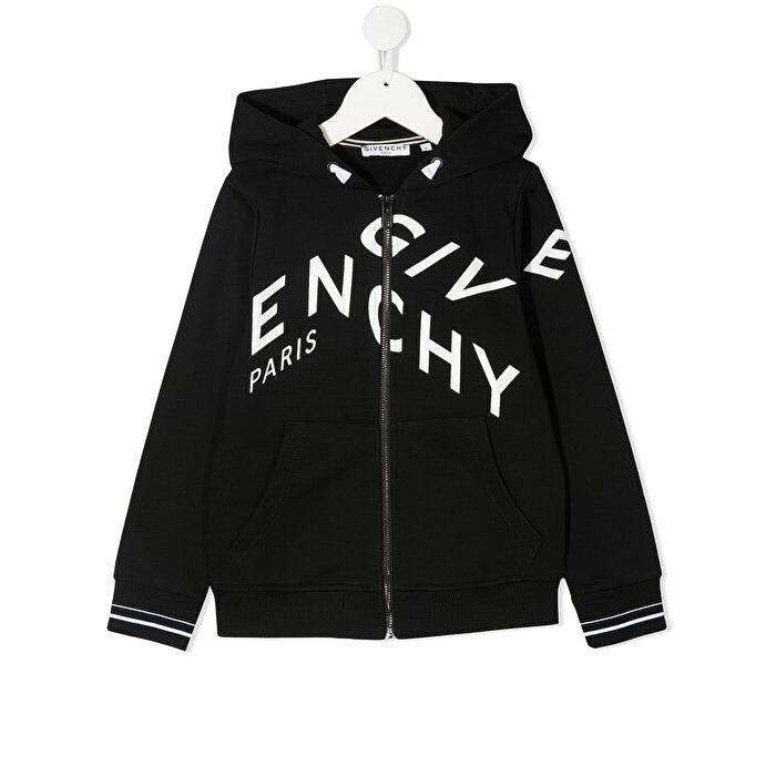 Boys Black Logo Zip-Up Top