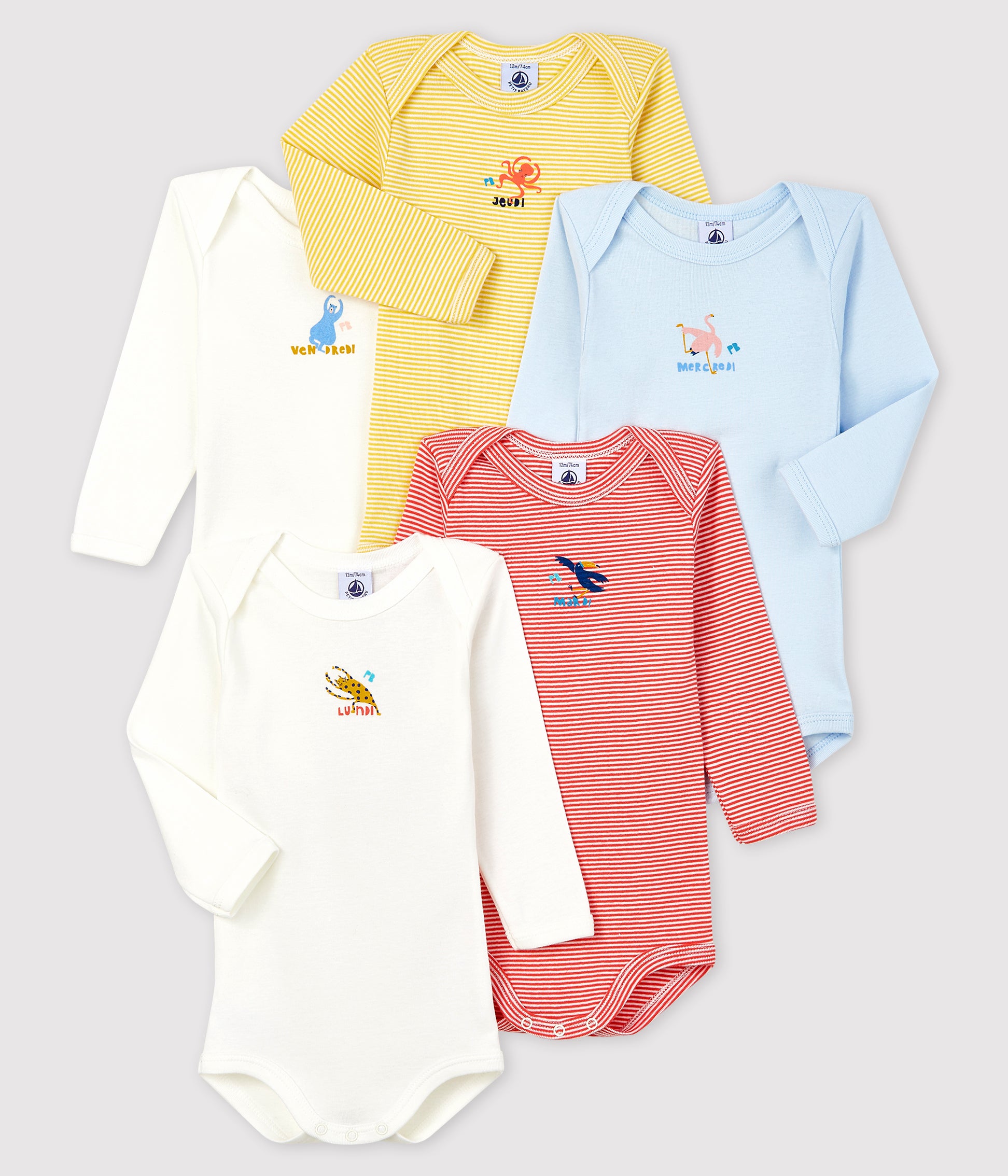 Baby Boys Multicolor Cotton Babysuit Sets (5 Pieces)