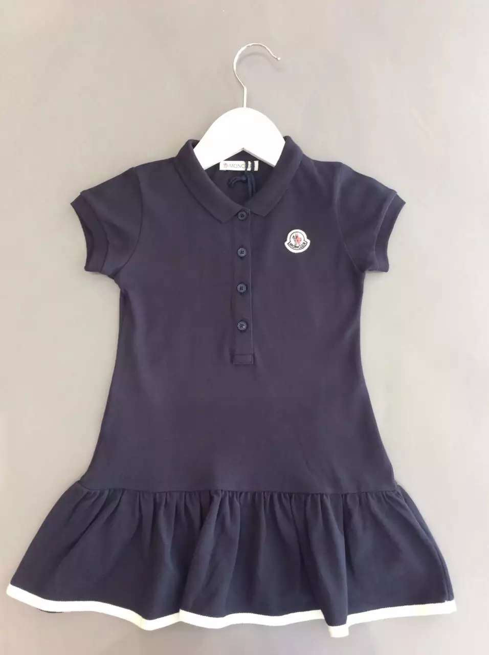 Baby Girls Navy Blue Shirt Style Dress With Ruffled Hem - CÉMAROSE | Children's Fashion Store