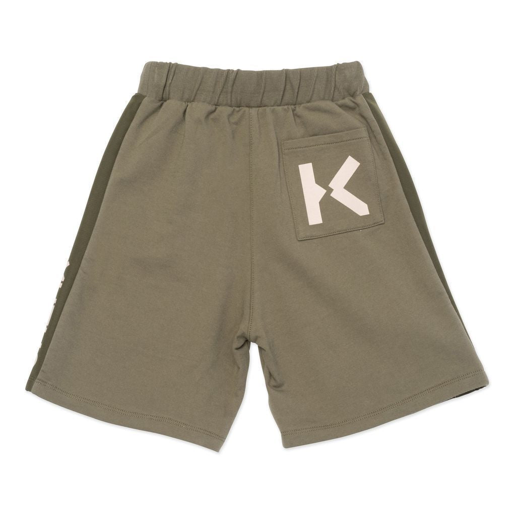 Boys Dark Green Logo Cotton Trousers