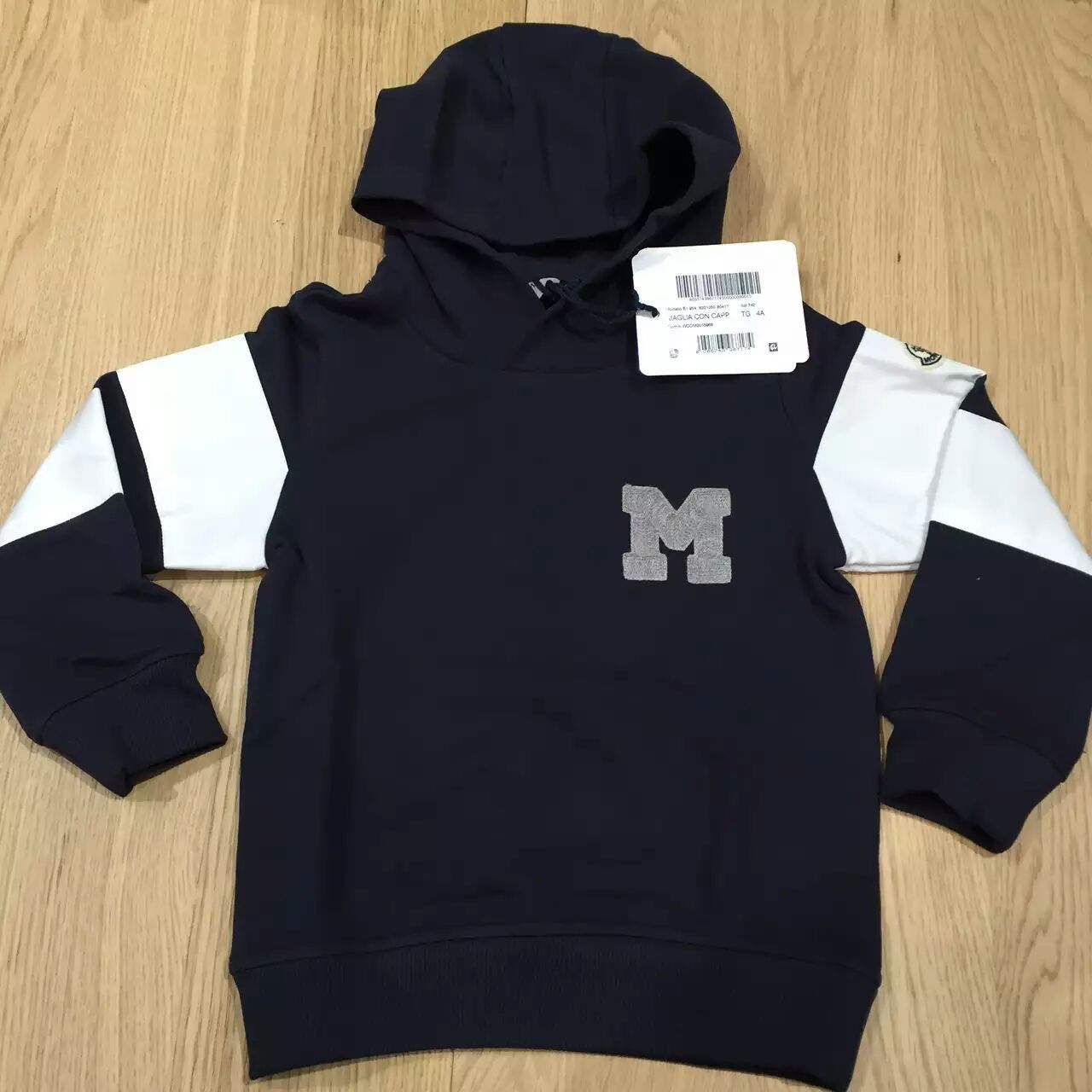 Boys Navy Blue Hooded Cotton Logo Sweatshirt - CÉMAROSE | Children's Fashion Store