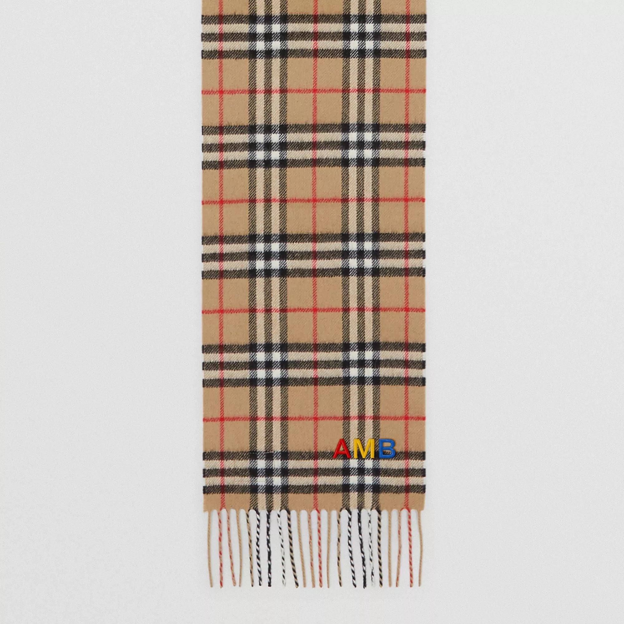 Boys & Girls Beige Check Cashmere Scarf