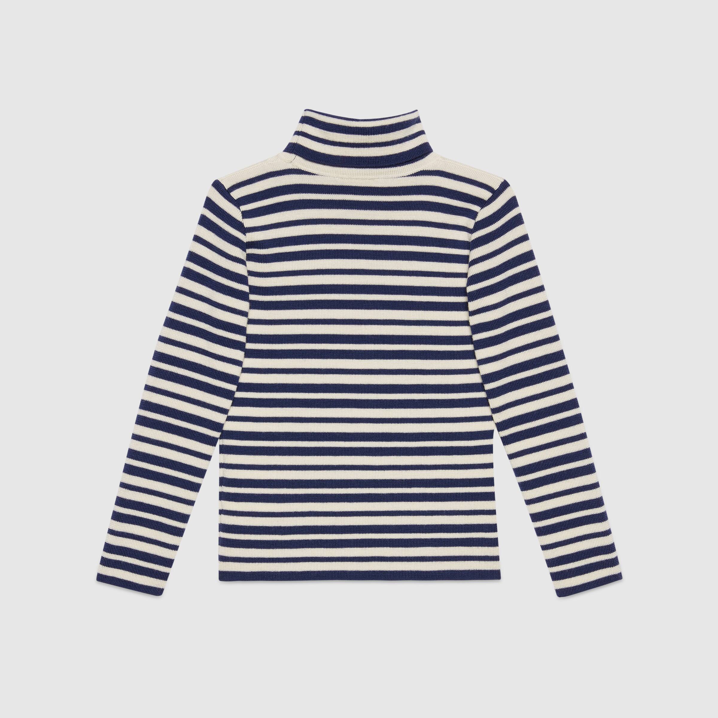 Boys Blue & White Stripes Wool Sweater