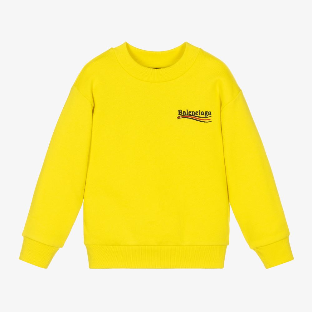 Boys & Girls Yellow Logo Cotton Sweatshirt