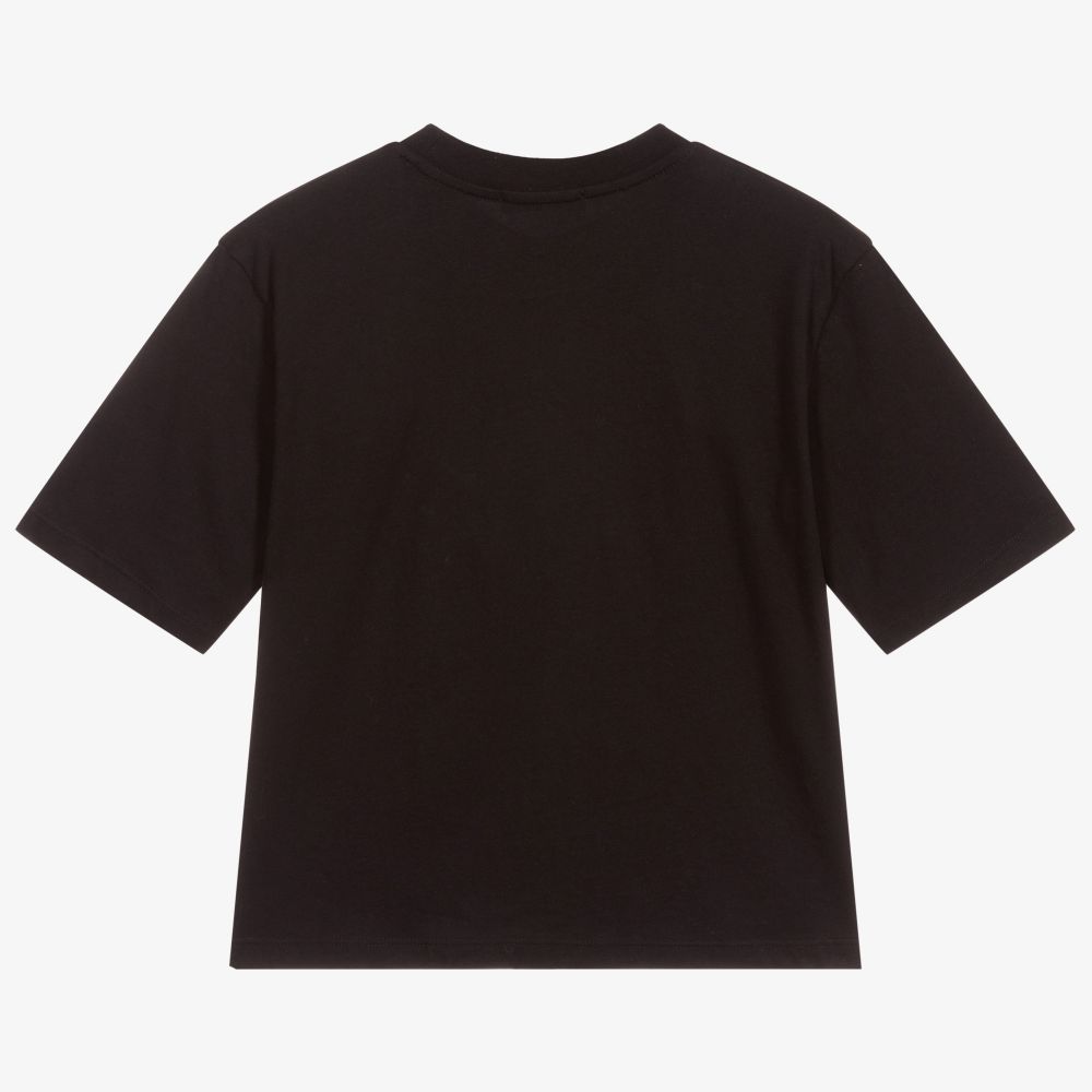 Boys Black Logo Cotton T-Shirt