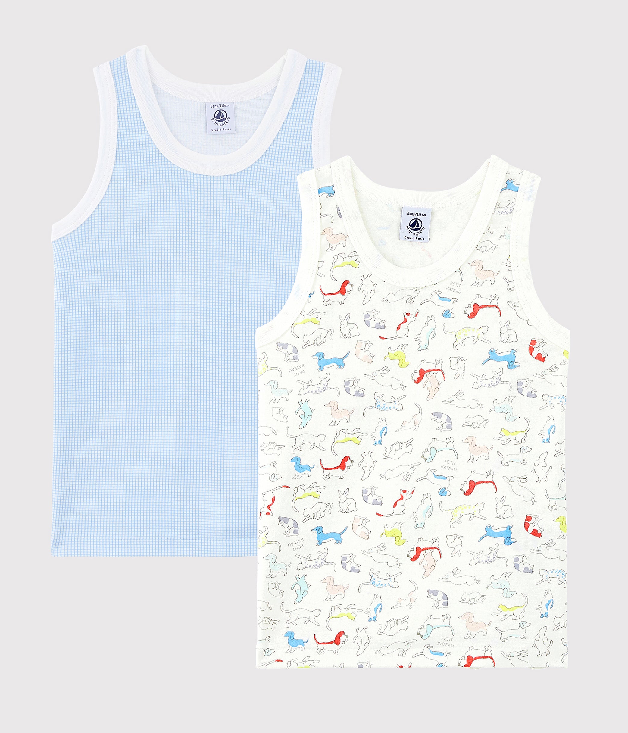 Boys Blue & White Cotton Tank Top Set