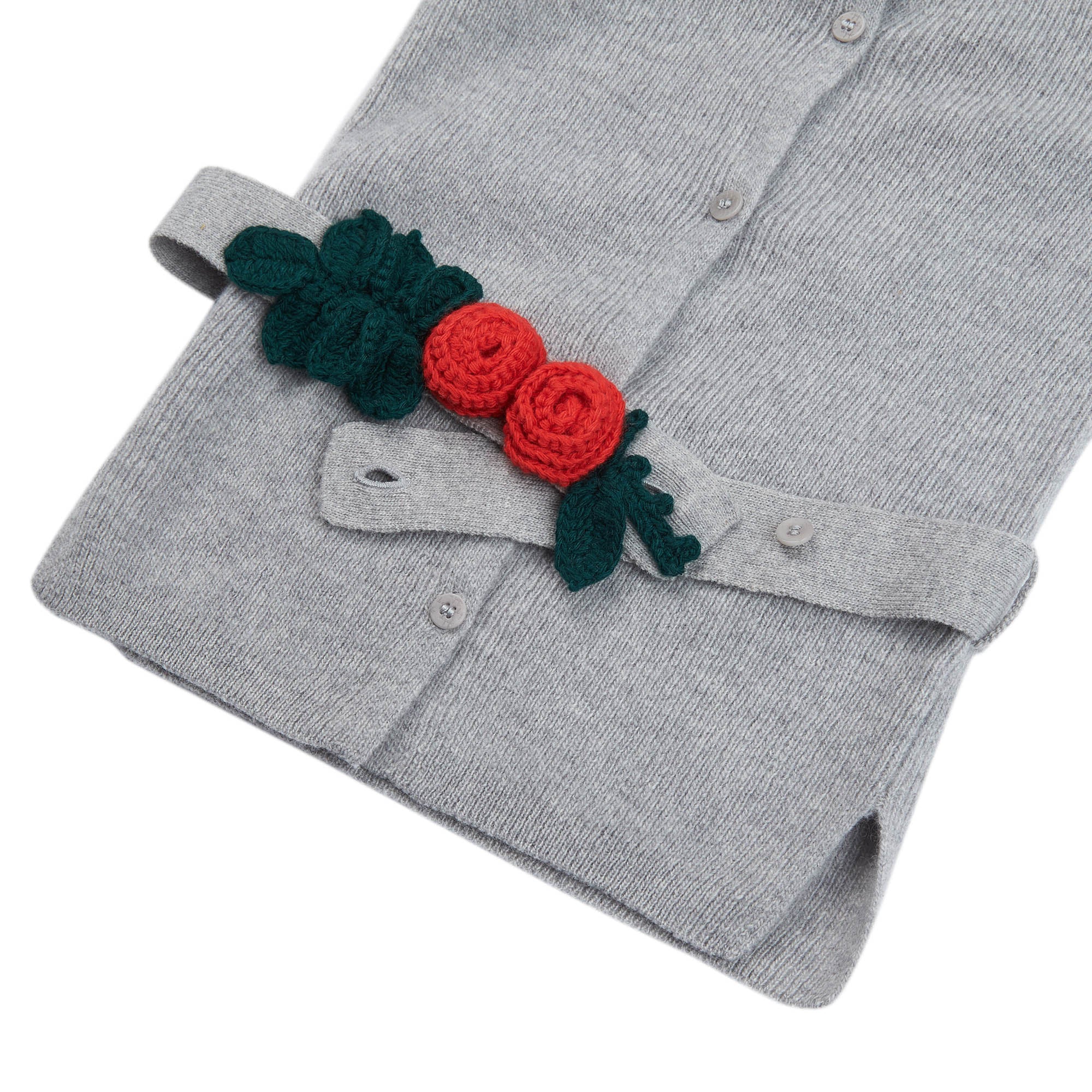 Girls Grey Belt Wool Cardigan