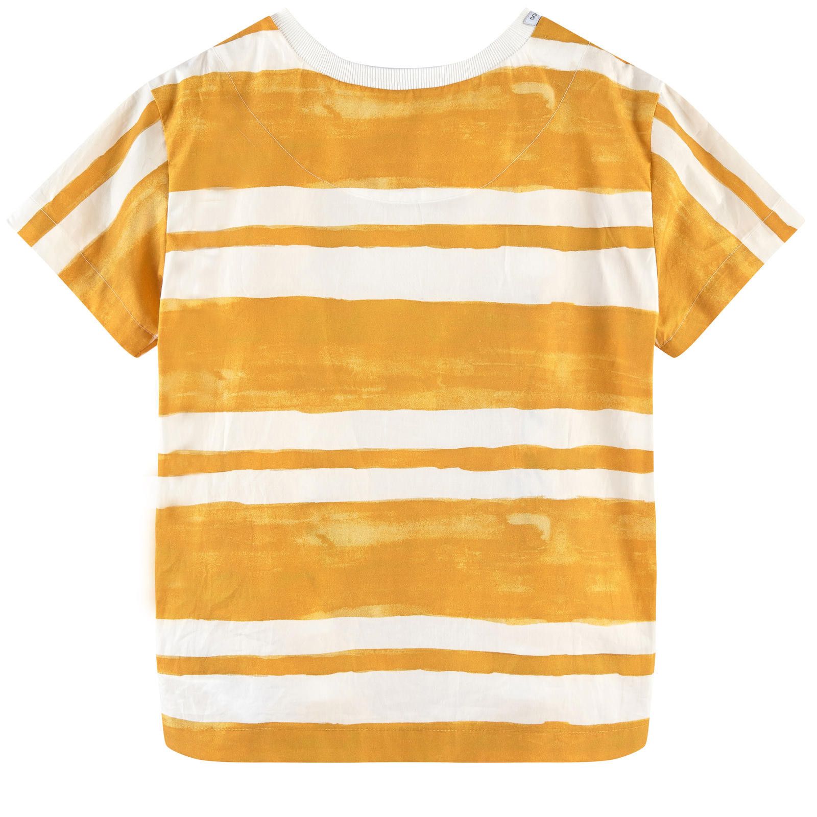 Boys Yellow Printed Cotton Jersey T-Shirt With White Stripe - CÉMAROSE | Children's Fashion Store - 3