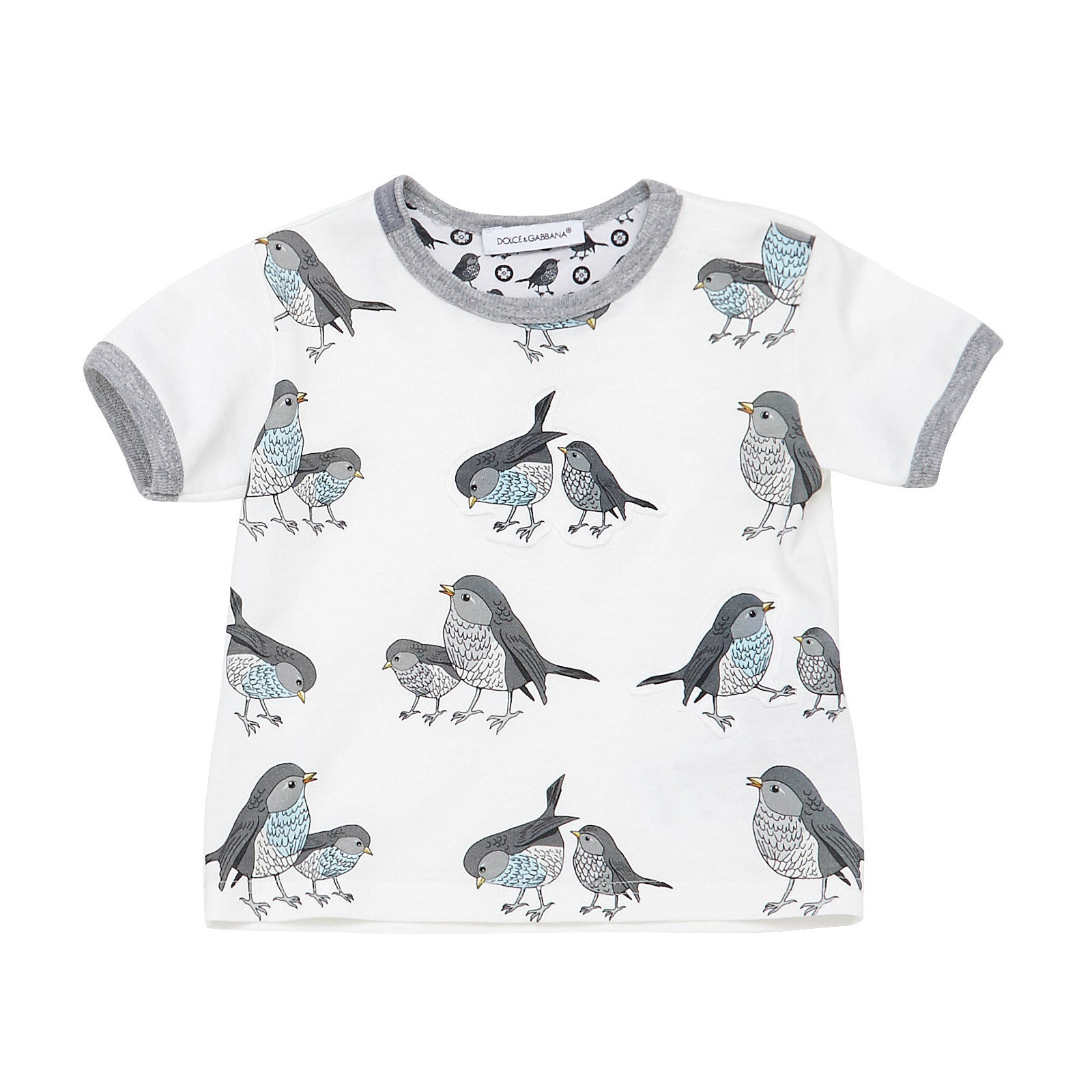 Baby Boys White Birds Printed Cotton T-Shirt With Birds Print Lining - CÉMAROSE | Children's Fashion Store - 1