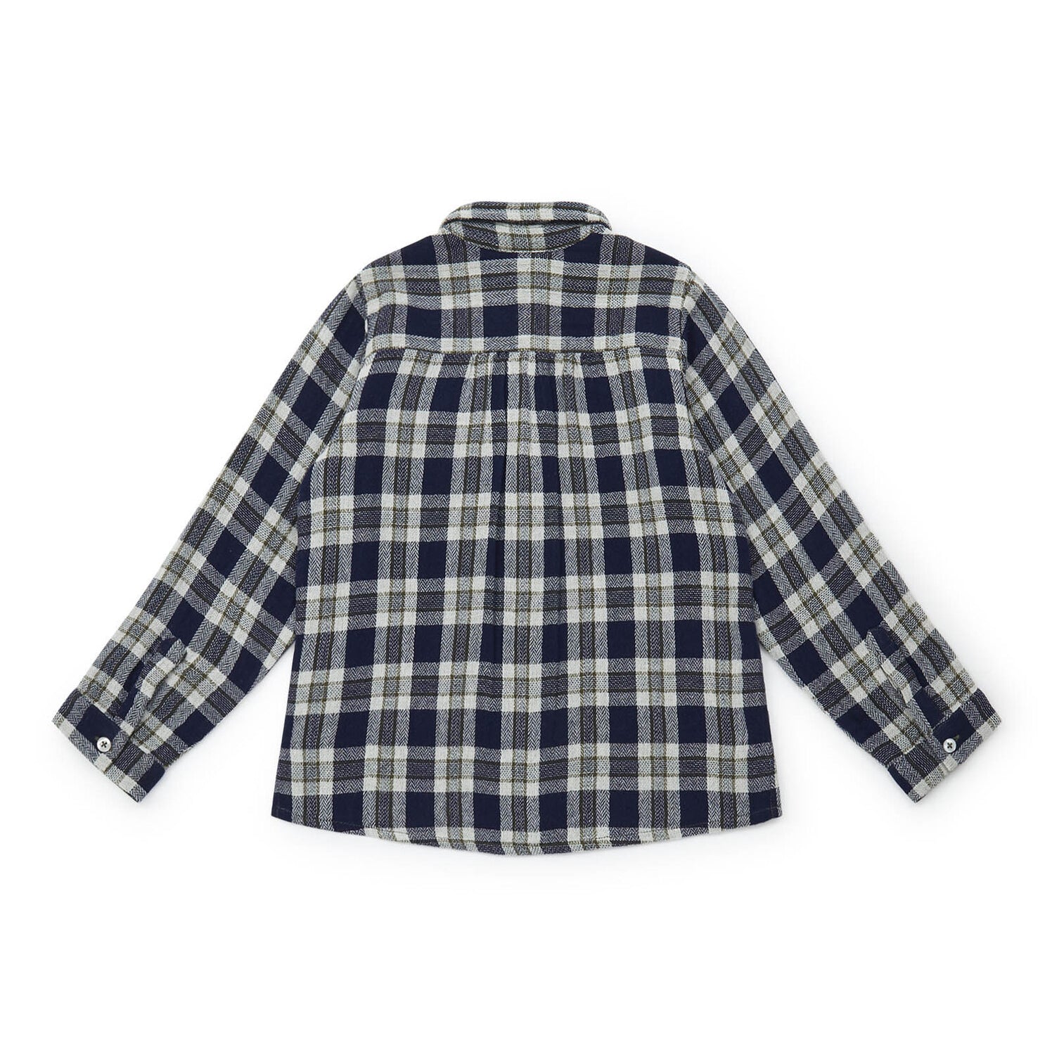 Boys Navy Check Cotton Shirt