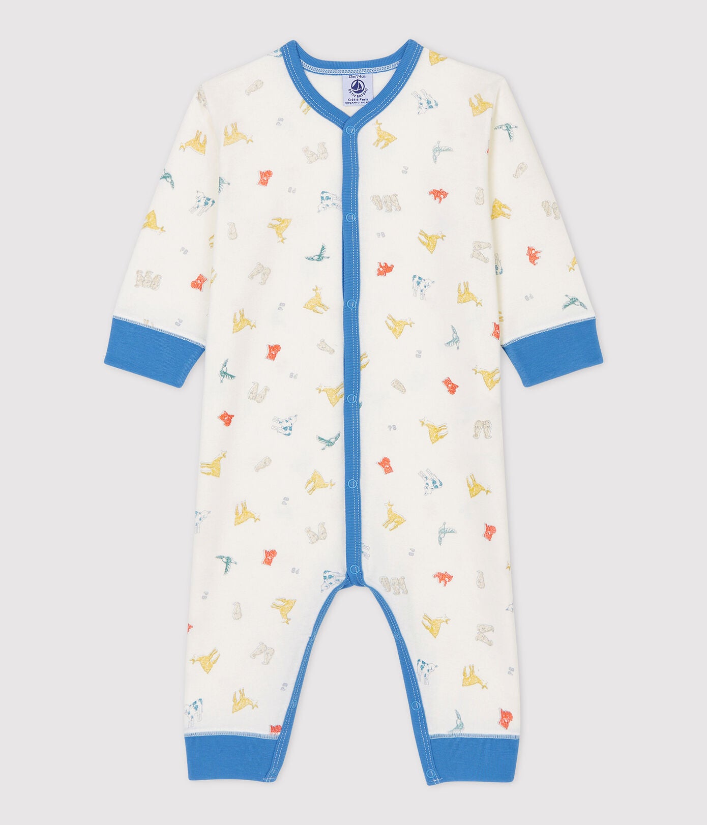 Baby Boys White Printed Cotton Babysuit