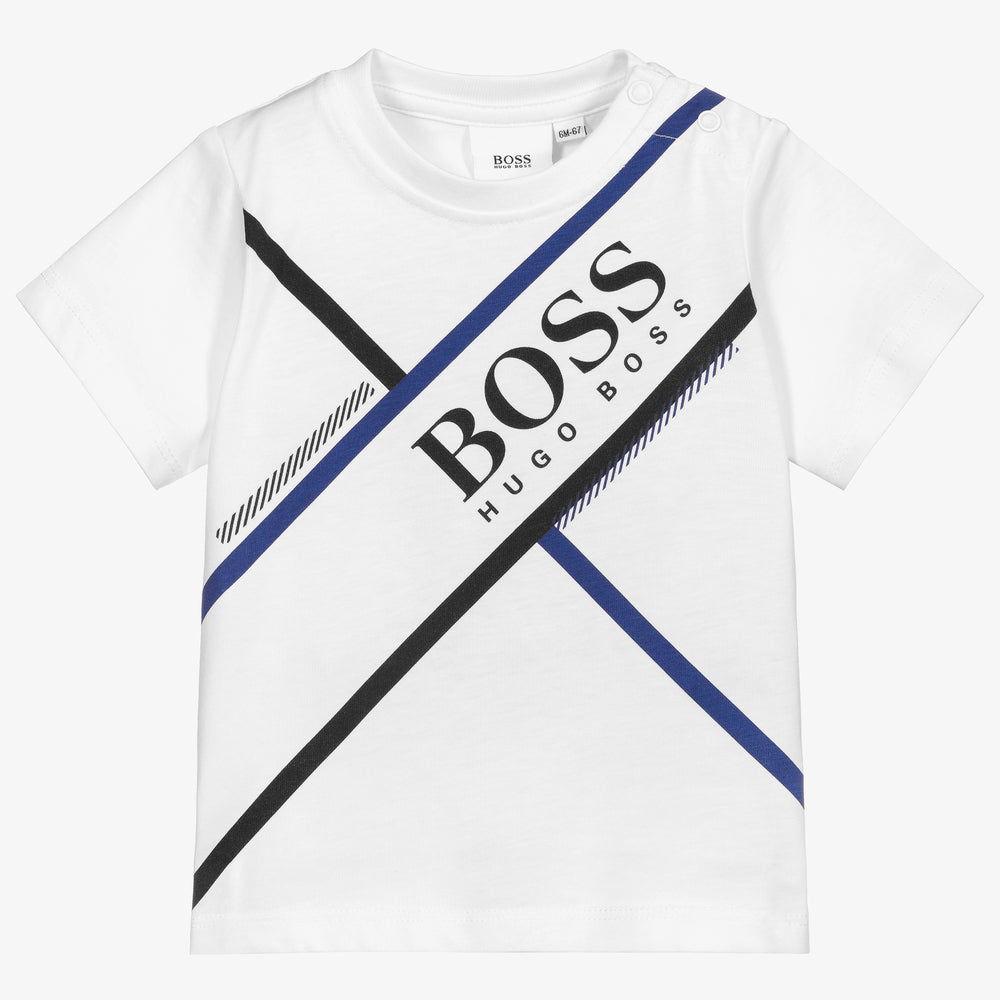 Baby Boys White Logo Cotton T-Shirt