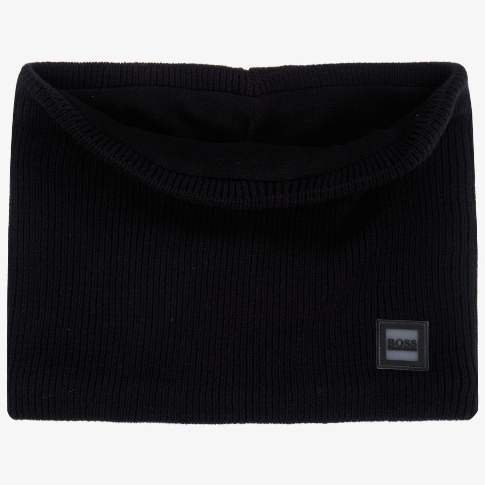 Boys Black Logo Cotton Scarf