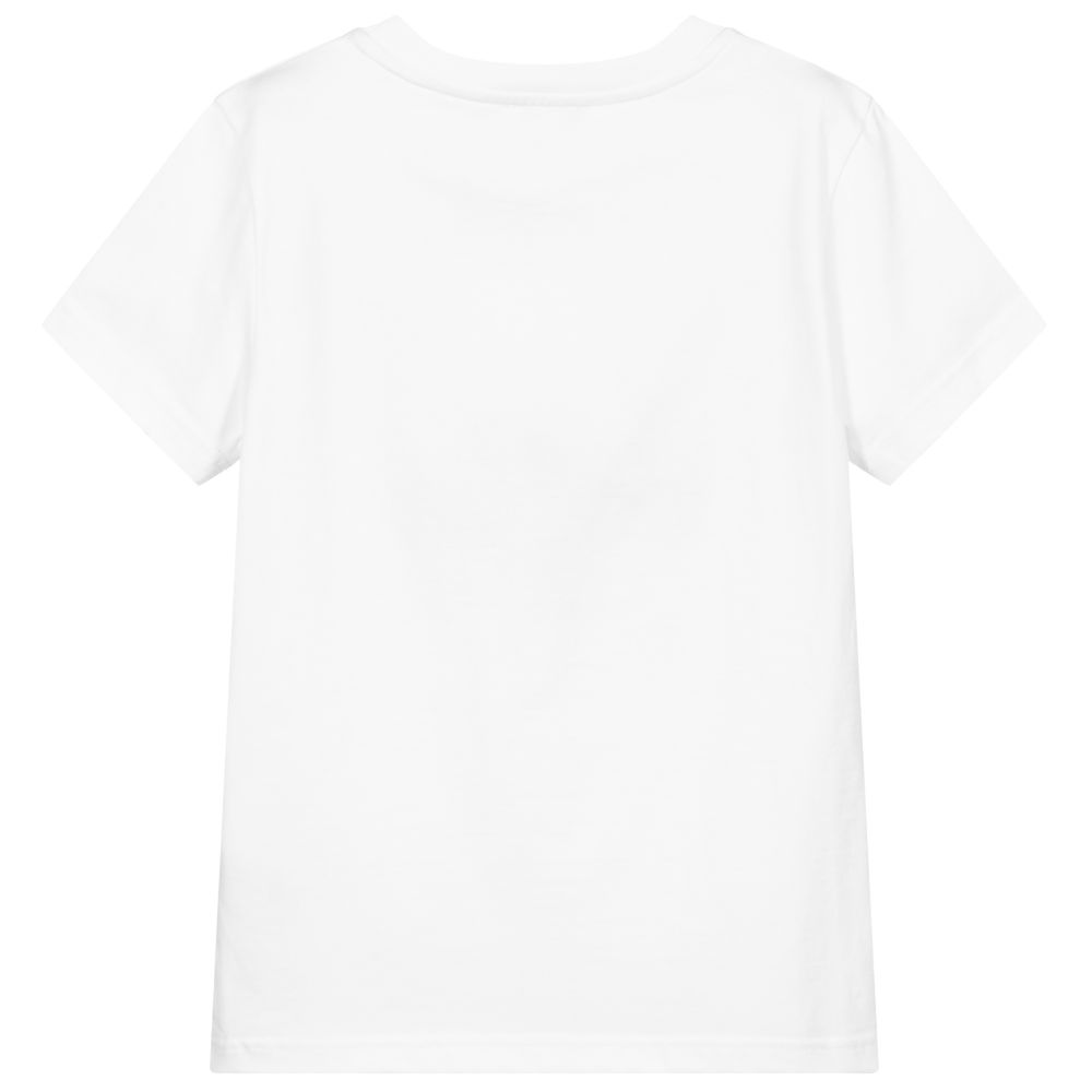 Boys White Logo Cotton T-Shirt