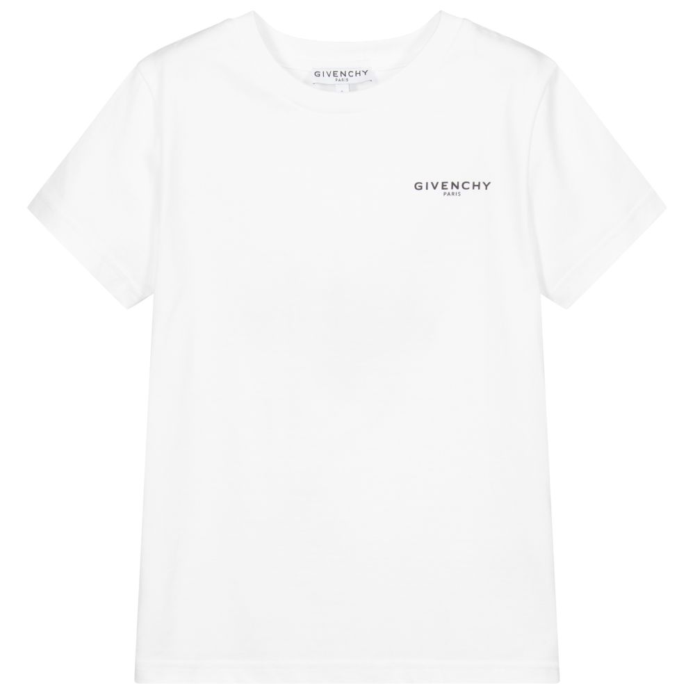 Boys White Logo Cotton T-Shirt