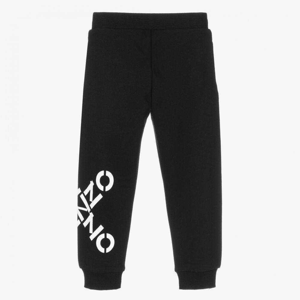 Boys Black Logo Cotton Trousers