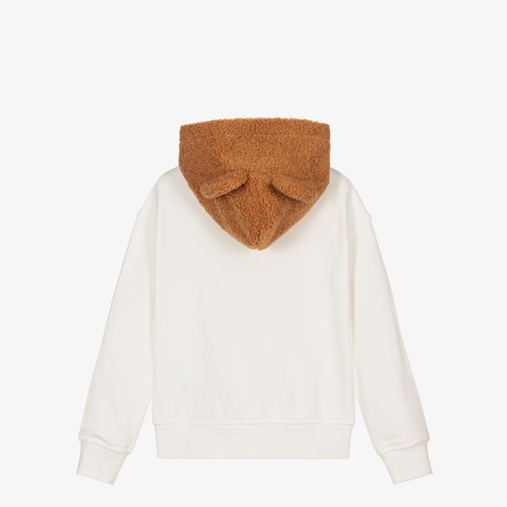 Boys & Girls White Hooded Zip-Up Top