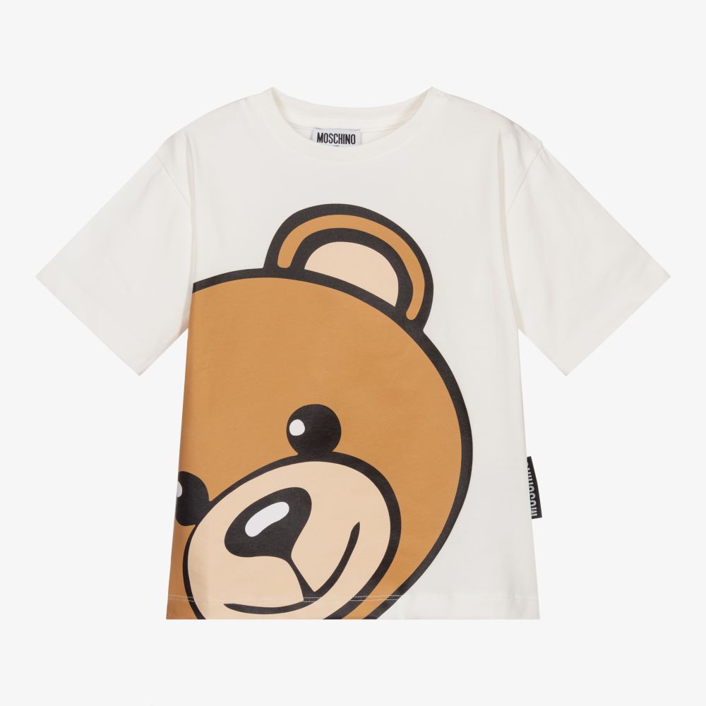 Boys & Girls White Bear Cotton T-Shirt