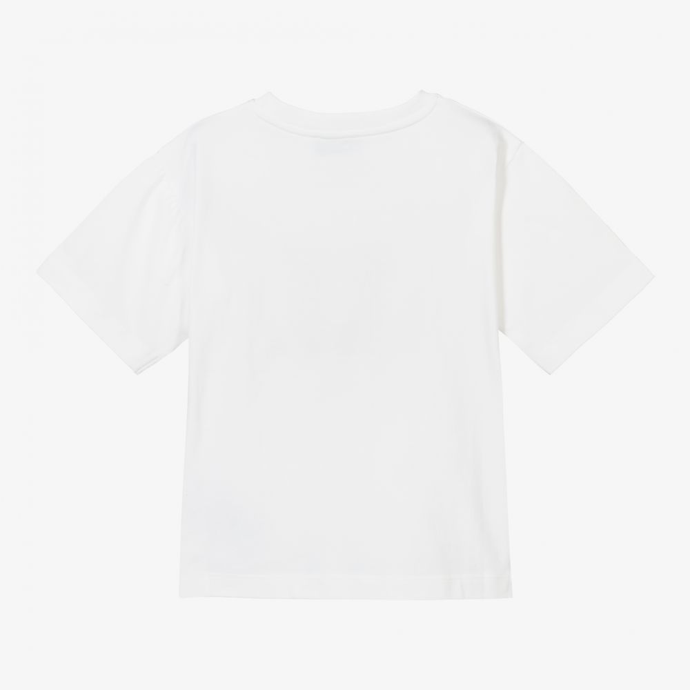 Boys & Girls White Logo Cotton T-Shirt