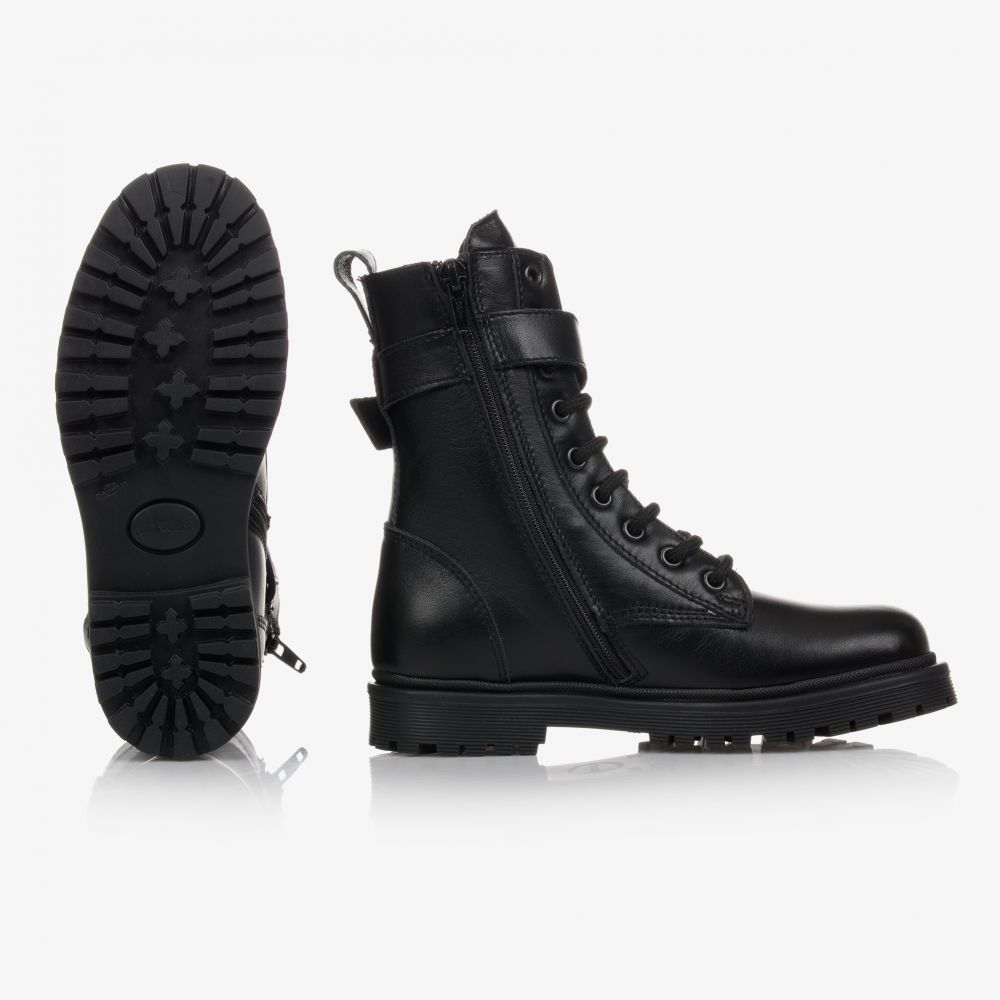 Boys & Girls Black Leather Boots