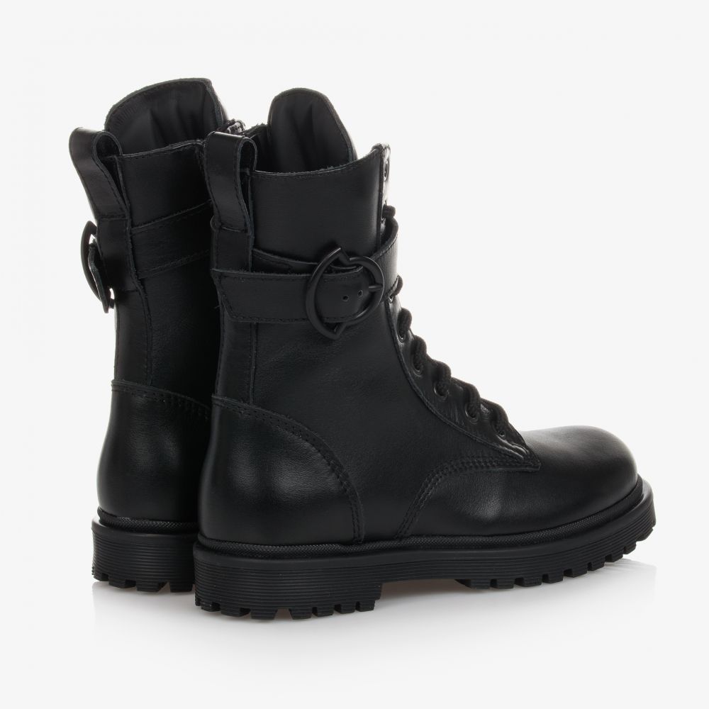 Boys & Girls Black Leather Boots