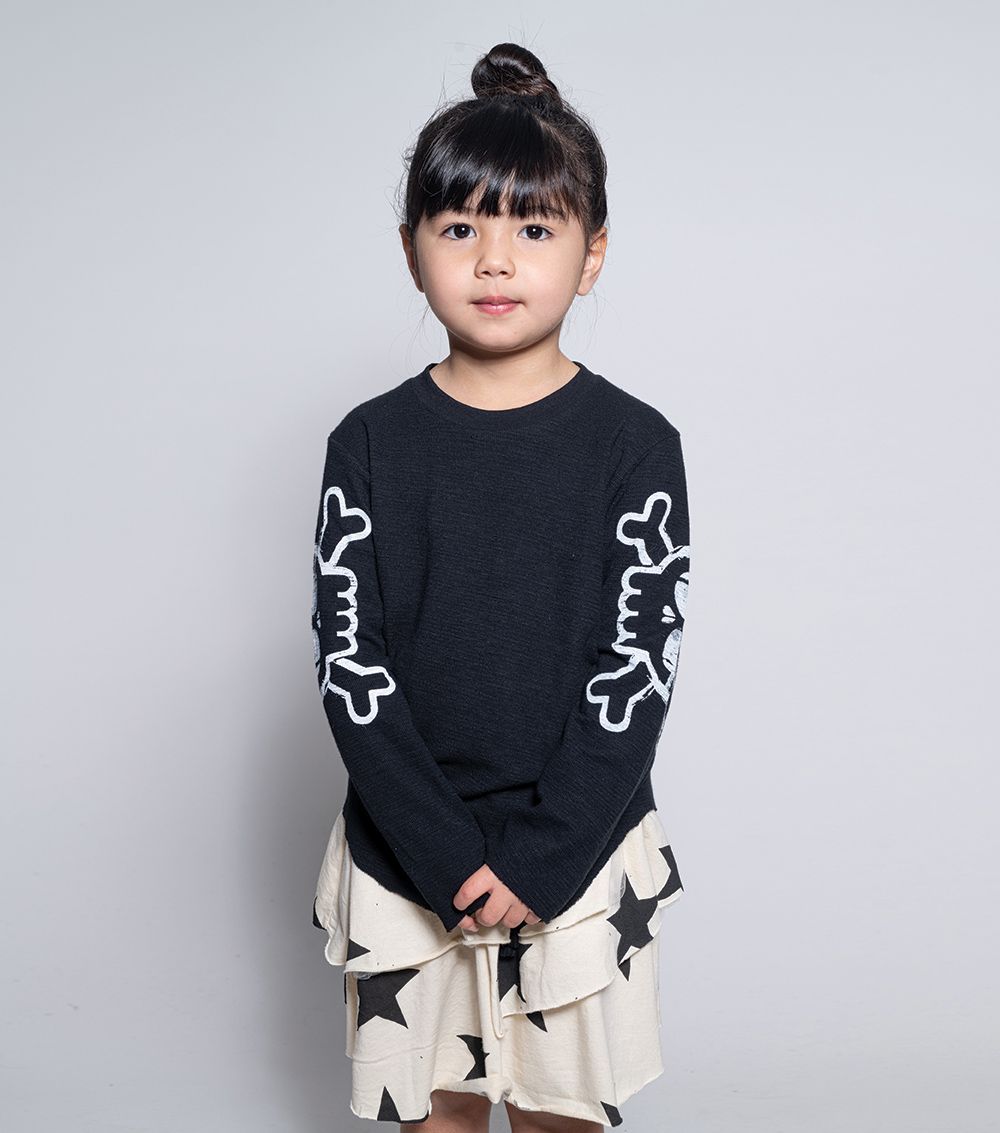 Boys & Girls Black Skull Shirt