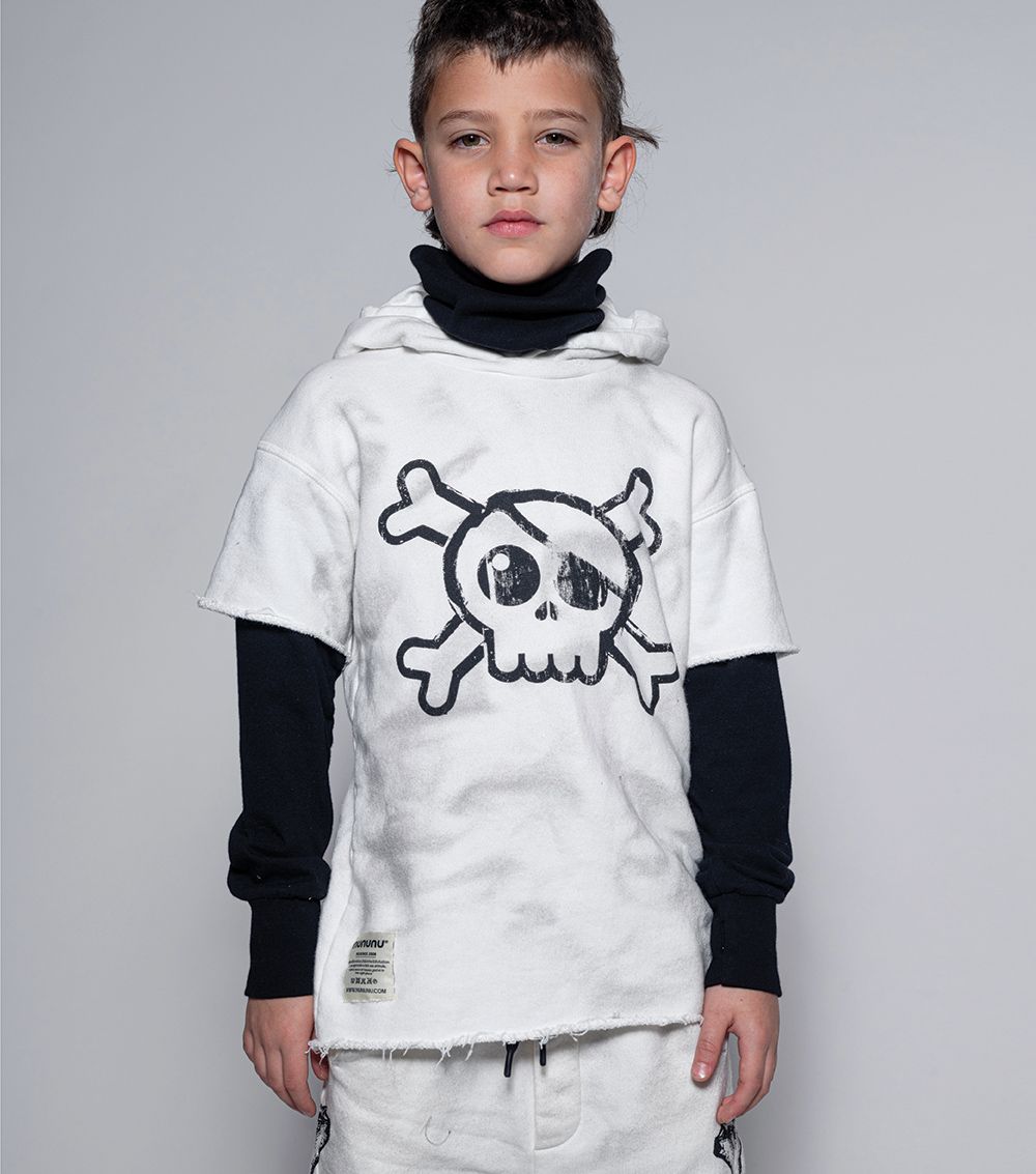 Boys & Girls Dirty White Hooded Sweatshirt