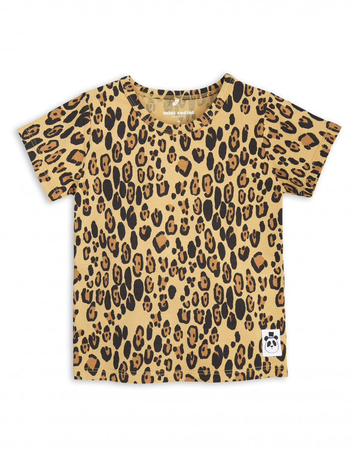 Boys & Girls Beige Basic Leopard T-shirt With Short Sleeves