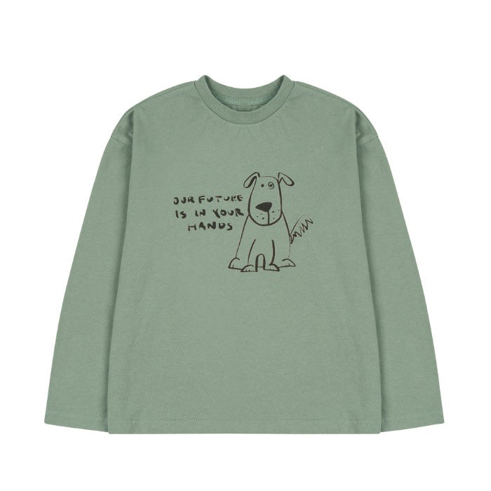 Boys & Girls Green Printed Cotton T-Shirt