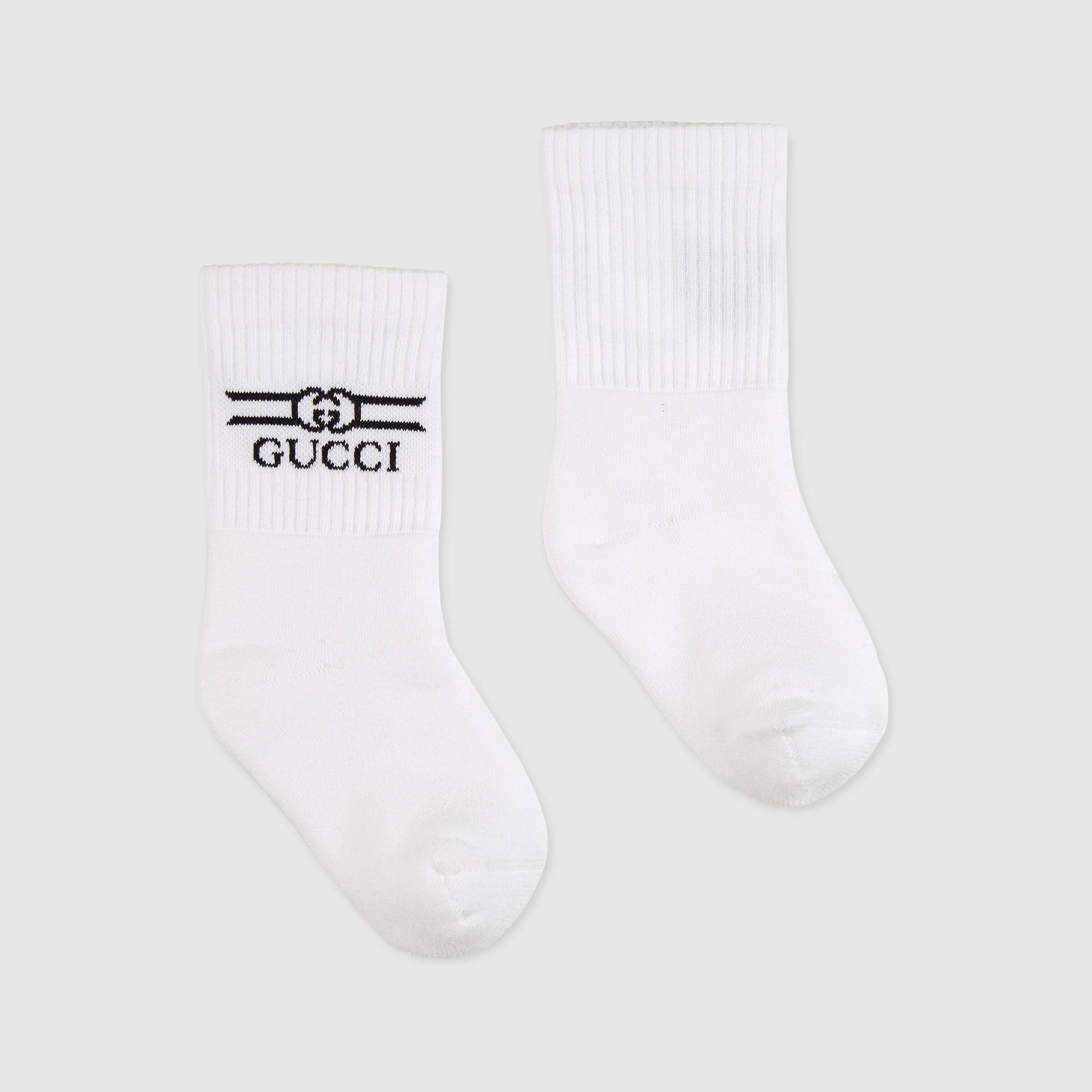 Boys & Girls White Logo Cotton Socks