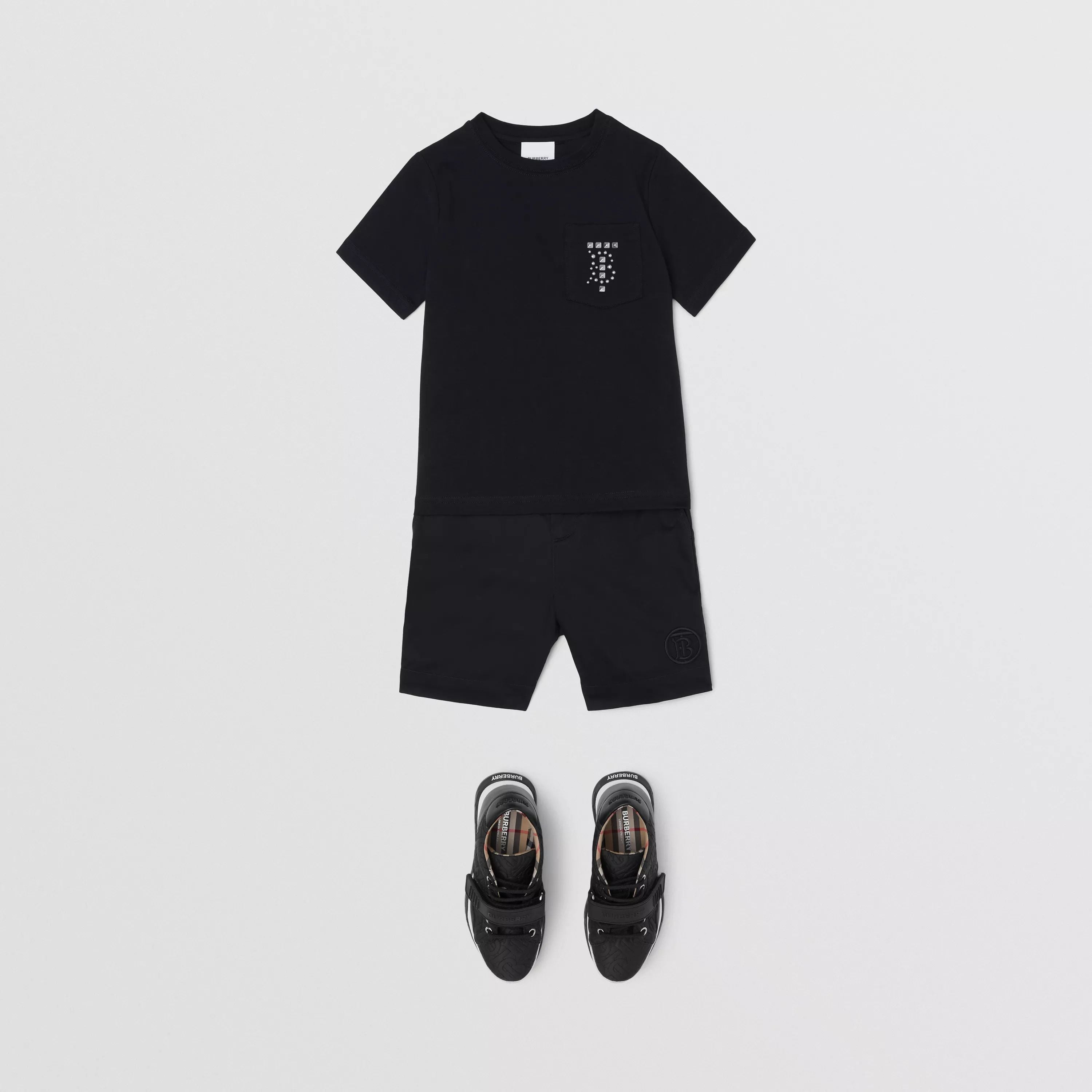 Boys & Girls Black Logo Cotton T-Shirts