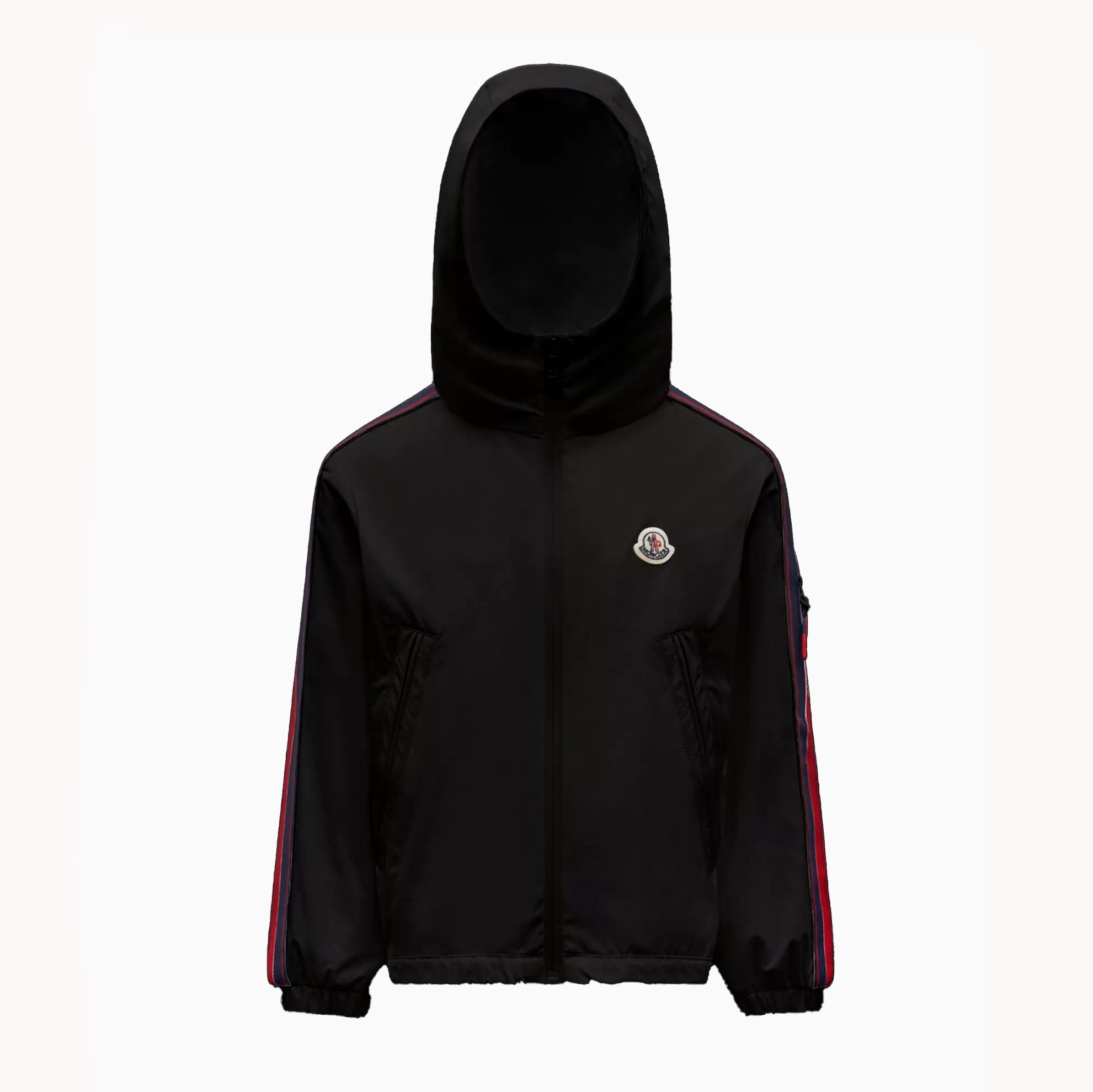 Boys Black Hooded Zip-Up Top