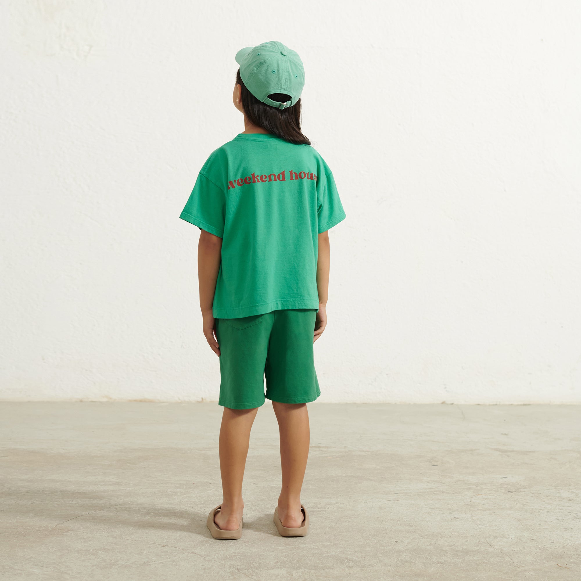 Boys & Girls Green Printed Cotton T-Shirt