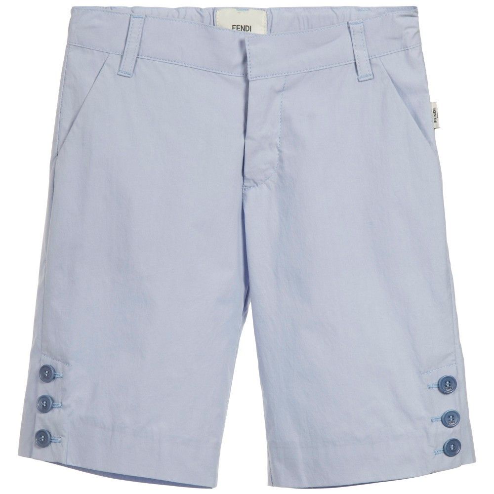 Boys Light Blue Cotton Bermuda Short With Buttons Trims - CÉMAROSE | Children's Fashion Store - 1