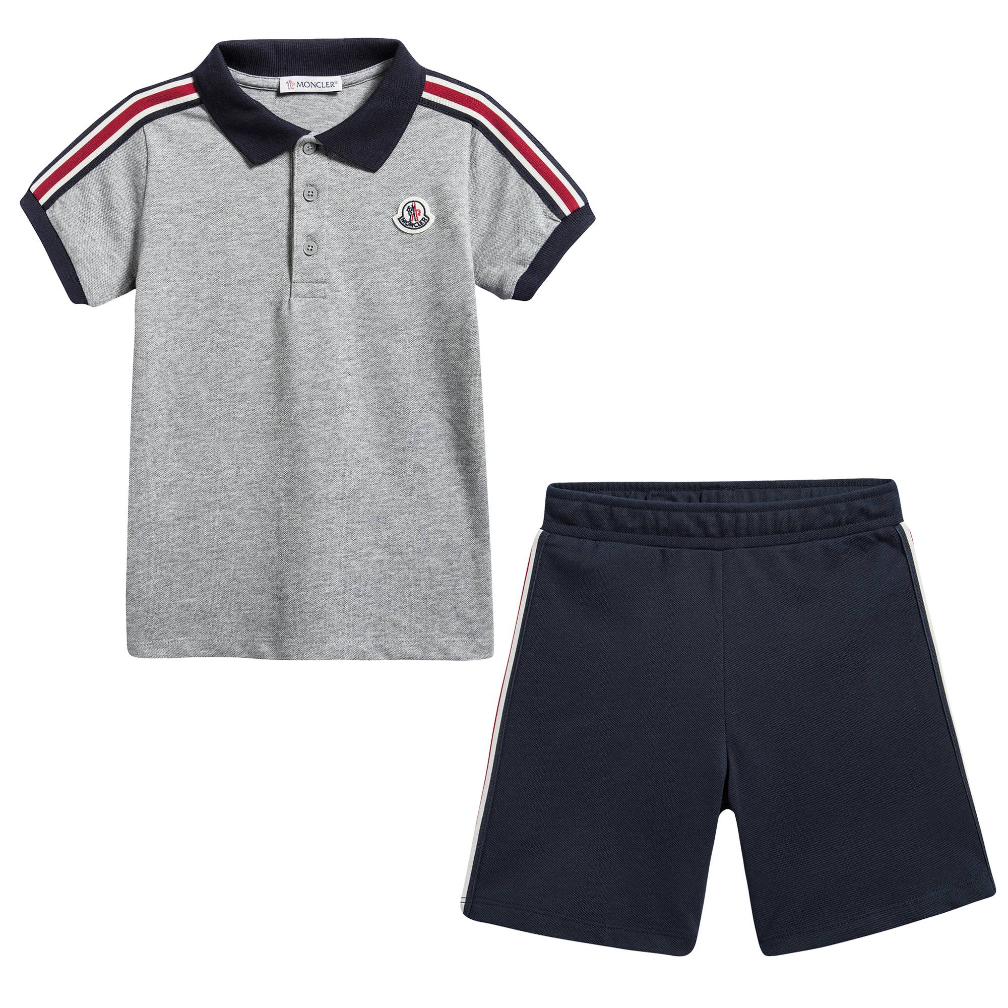 Boys Grey Cotton Polo Outfit