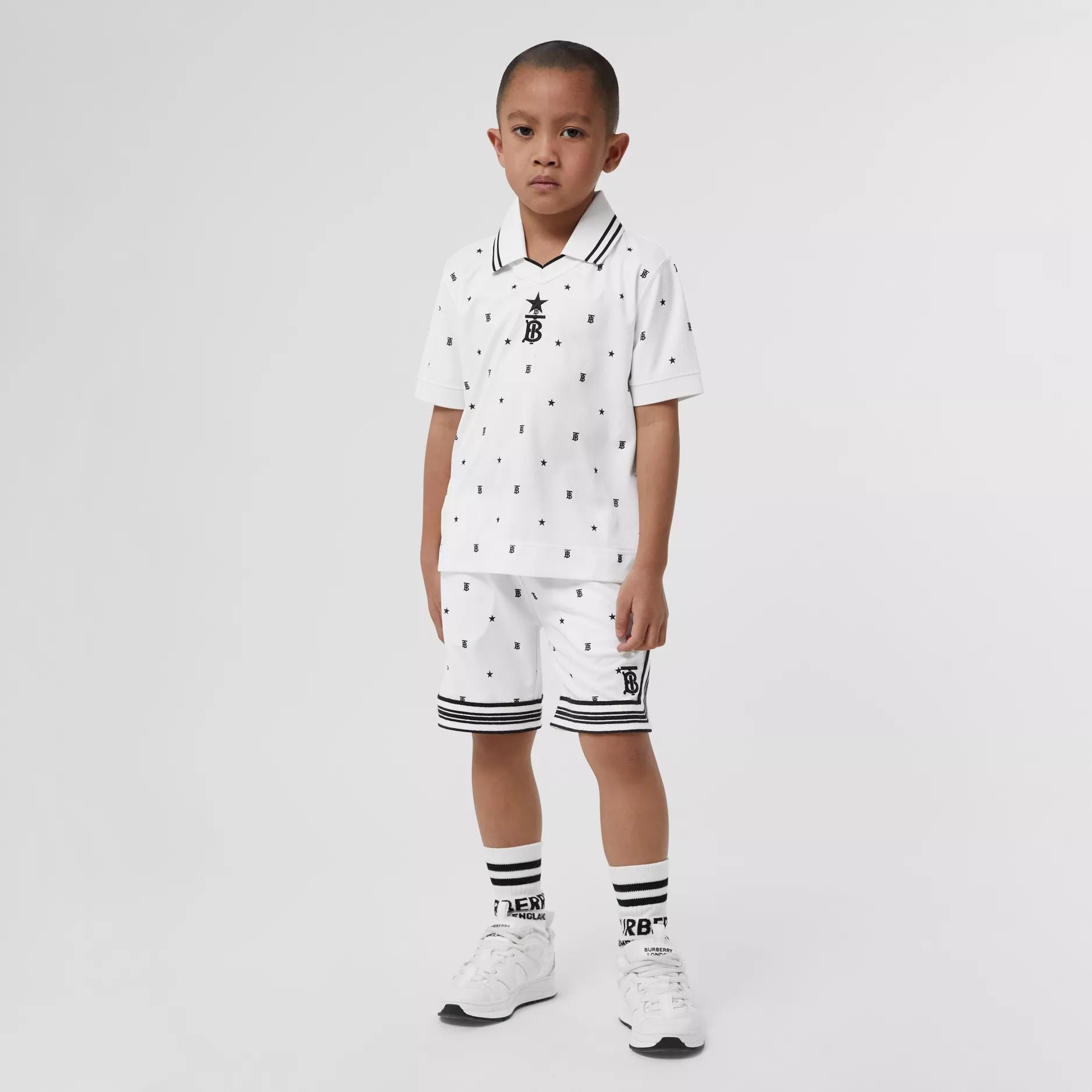 Boys White & Black Logo Polo Shirt