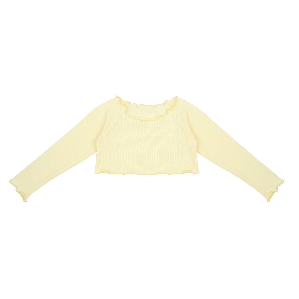 Girls Yellow Crop Ballet T-Shirt